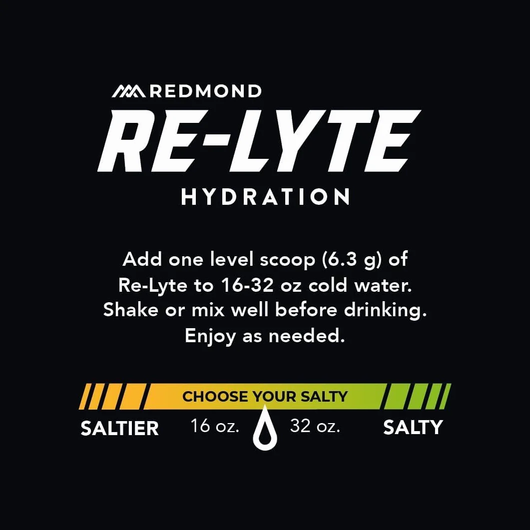 REDMOND Re-Lyte ELECTROLYTE Drink Mix LEMON LIME 30 saszetek 6,3 g - elektrolityczny proszek bez cukru, z solą Redmond Real Salt i ponad 60 ważnych minerałów i pierwiastków śladowych