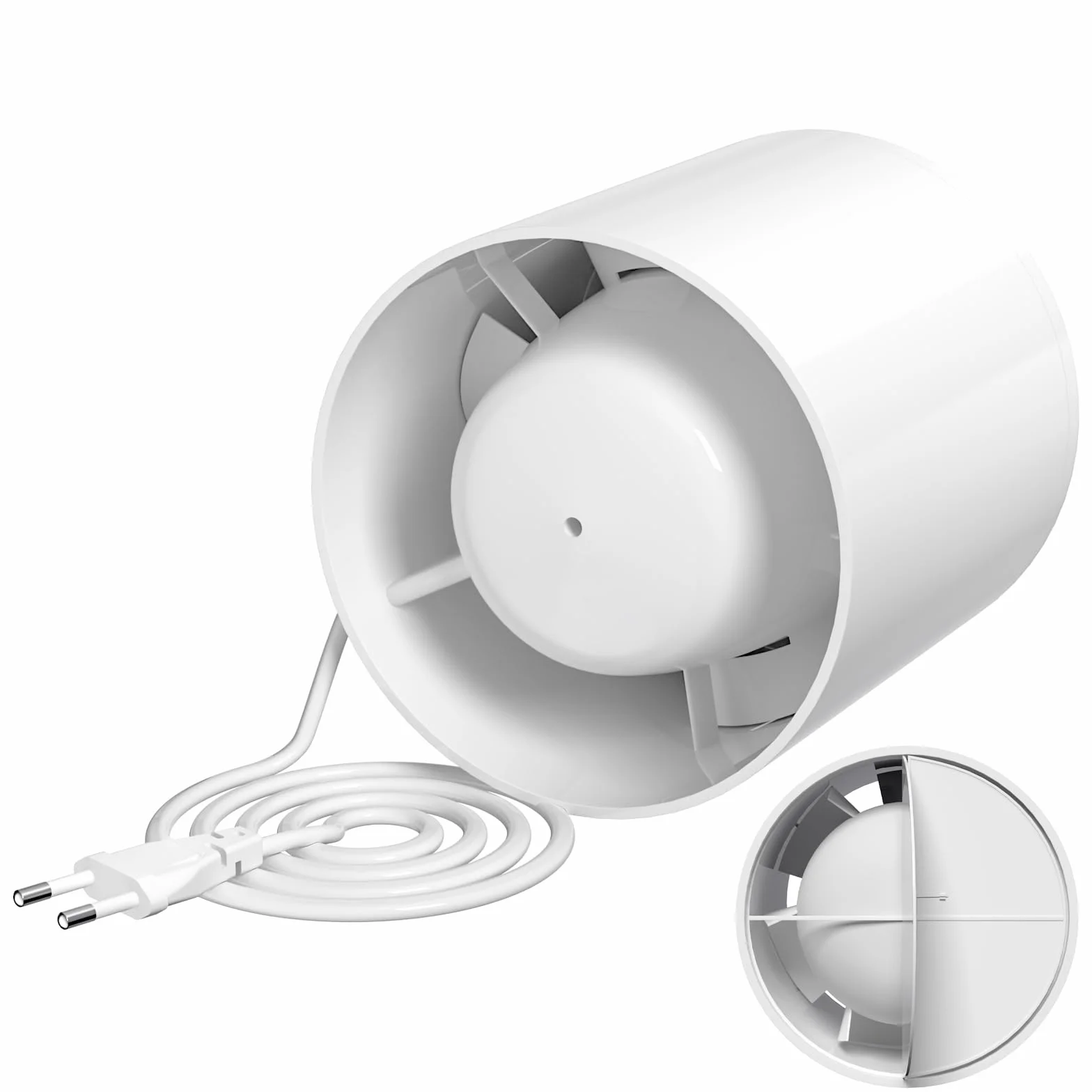 Kanałowy wentylator rurowy 100 mm, wentylator kanałowy, 130 m³/h, cichy 34 dB, do łazienki, kuchni, szklarni, namiotu, garażu