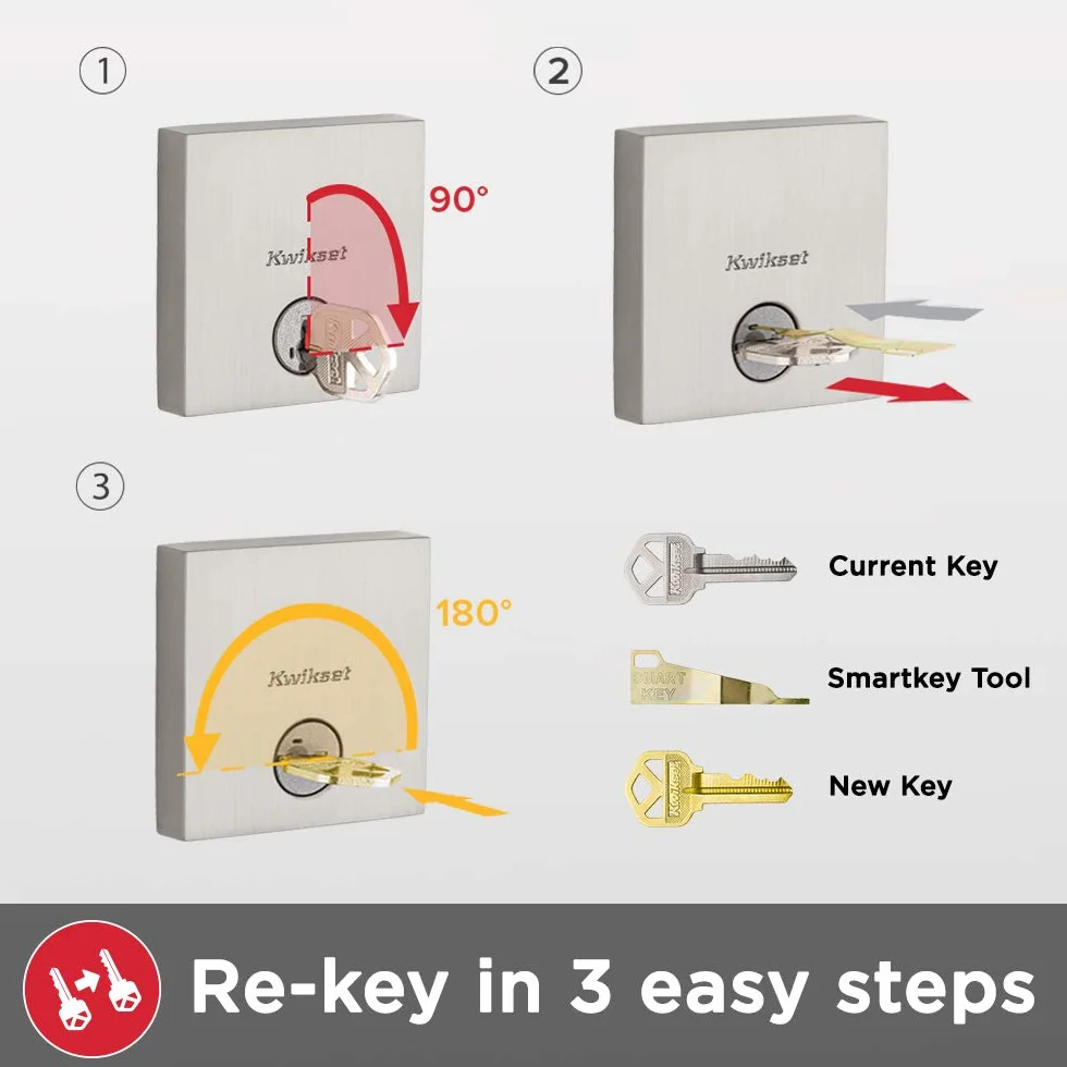 Kwikset Dakota pojedynczy cylindrowy zestaw klamek SmartKey satynowy nikiel