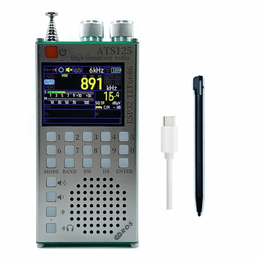 ATS125 przenośny odbiornik radiowy FM SW LW TEF6686 wyświetlacz dotykowy IPS bateria 2500 mAh