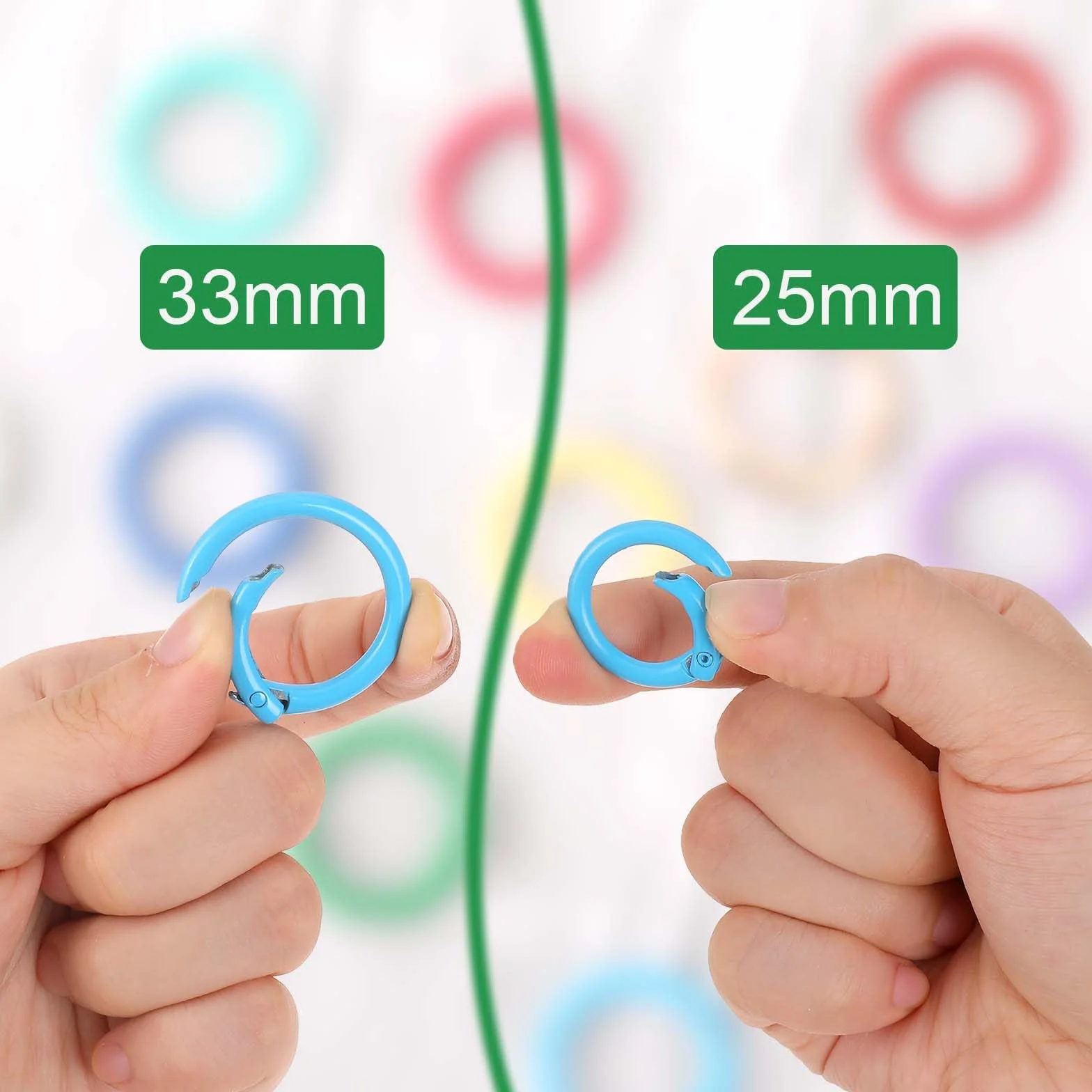 Molain 12 szt. metalowych sprężyn o-ringów, okrągły karabińczyk, 25 mm klips zatrzaskowy, klamra sprężynowa, akcesoria DIY, pierścień sprężynowy do breloków, torby, torebki, 12 szt, wielobarwny, 1