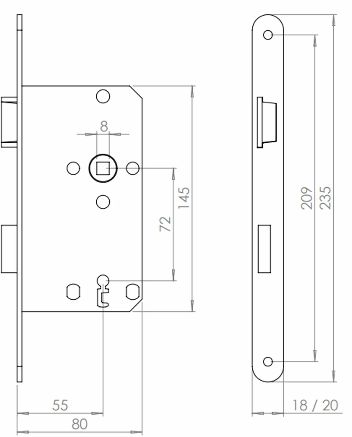 ABUS - Zamek wpuszczany do drzwi pokojowych ES BB L G 55 72 20-61672, złoty