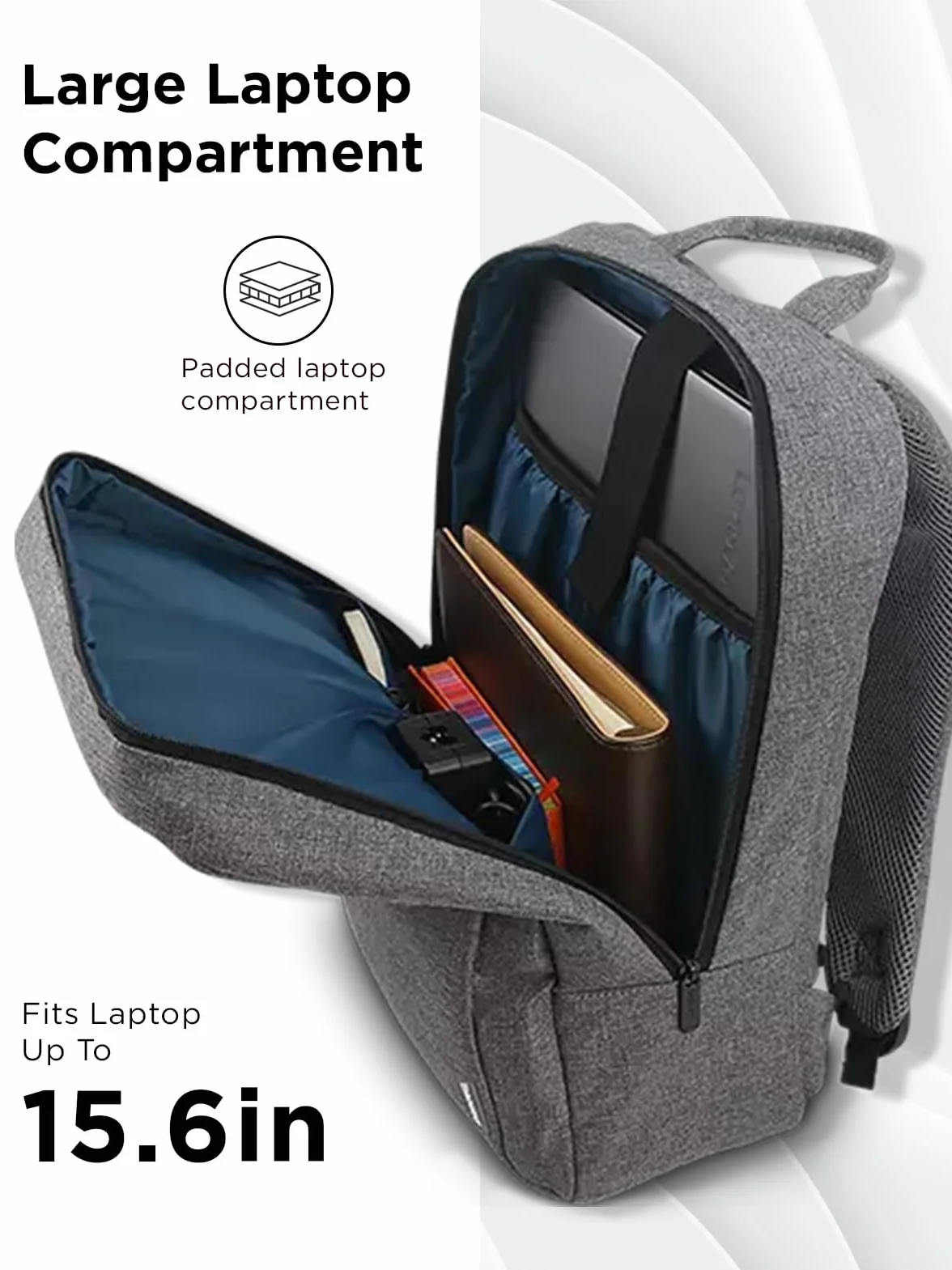 Lenovo Plecak na laptopa B210 na co dzień, 15,6", wyściełany schowek na laptopa/tablet, trwały i wodoodporny materiał, lekki, szary