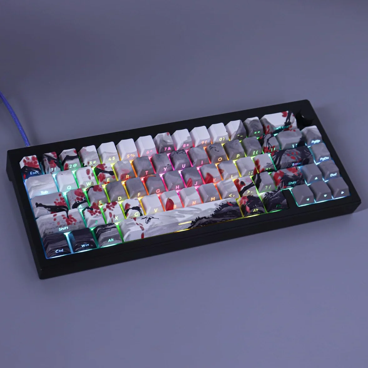 Nasadki klawiszy PBT 135 klawiszy zestaw z nadrukiem bocznym podwójny prześwit profil Cherry do klawiatur mechanicznych Cherry MX