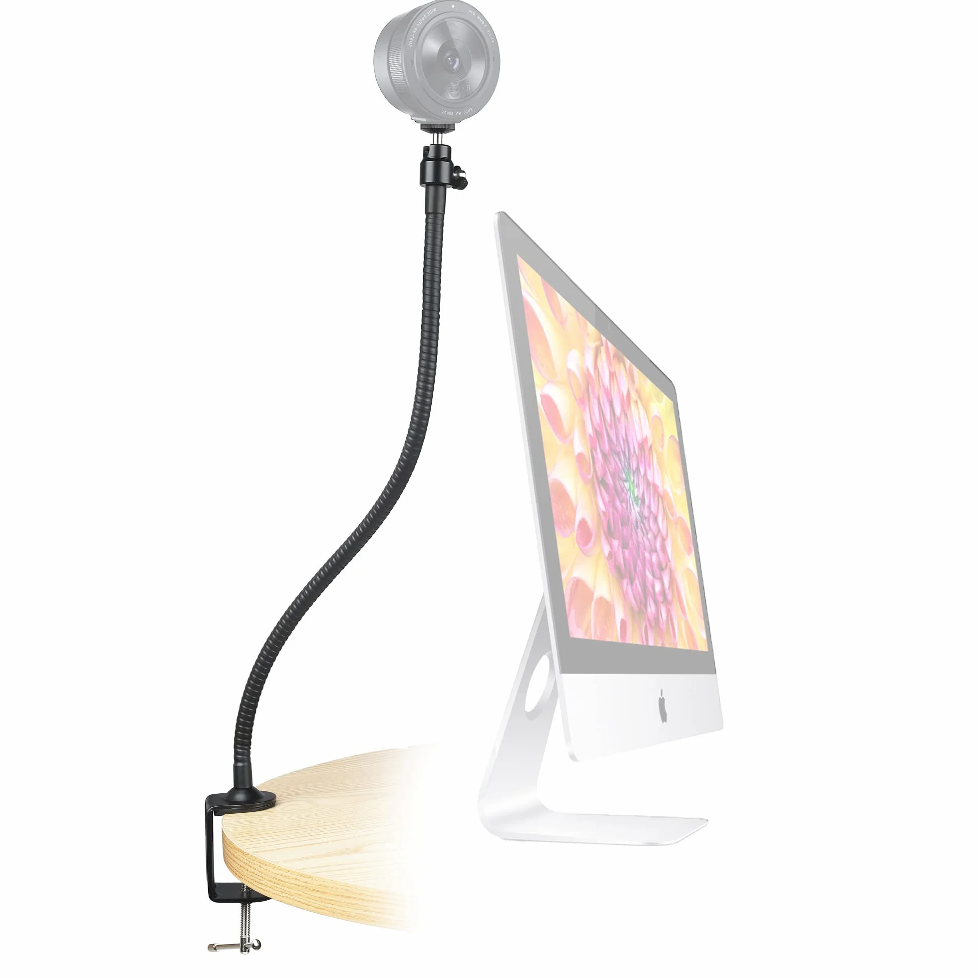 Uchwyt na kamerę internetową, uchwyt zaciskowy do kamery kompatybilny z kamerą internetową Logitech Brio C920s C925e C922 C930 C615 Streamcam Webcams (długość 64 cm)