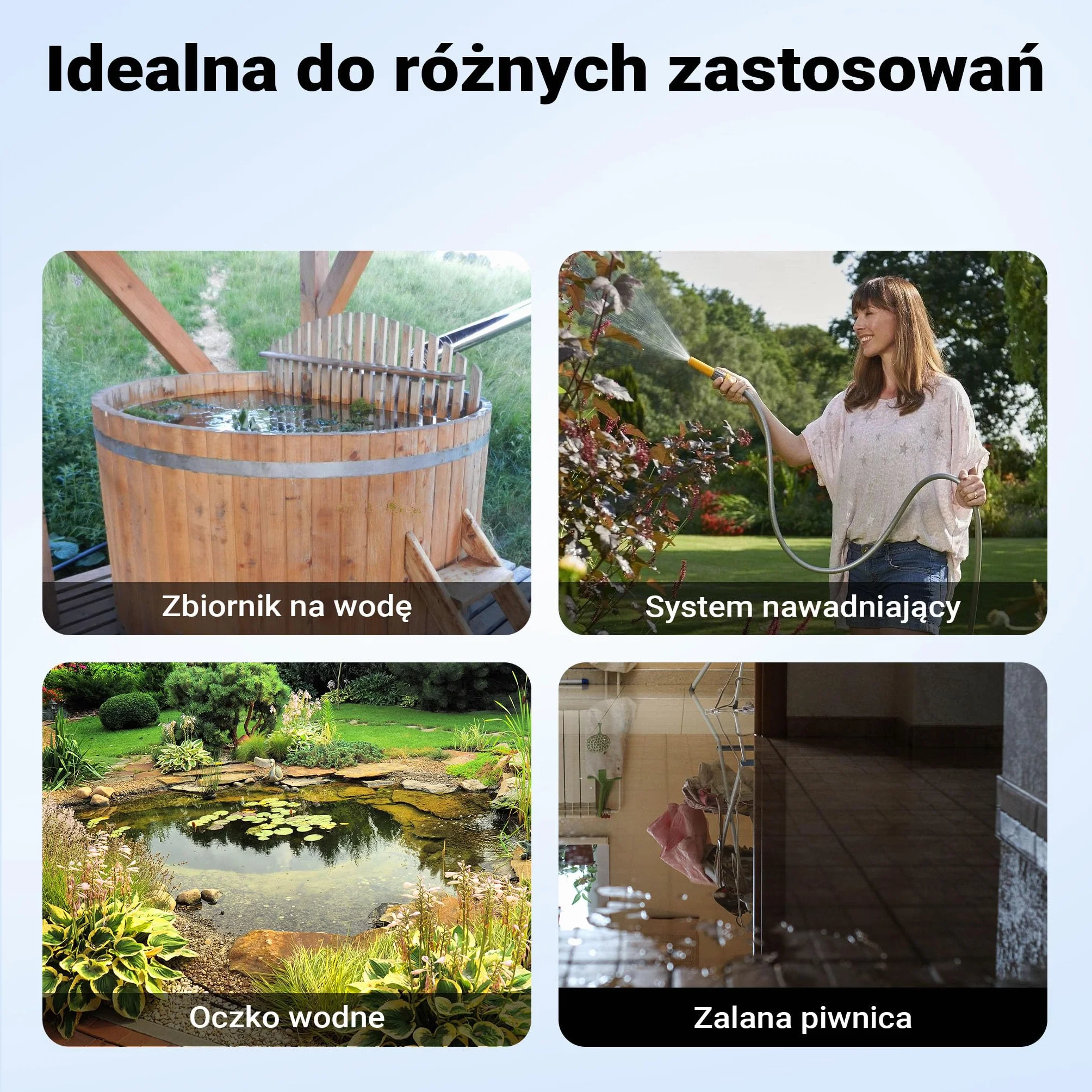 Wiltec Pompa zatapialna do wody czystej, wysokość tłoczenia 20 m, obudowa ze stali nierdzewnej, 850 W z przepływem 5000 l/h, do pompowania z basenów i deszczówki