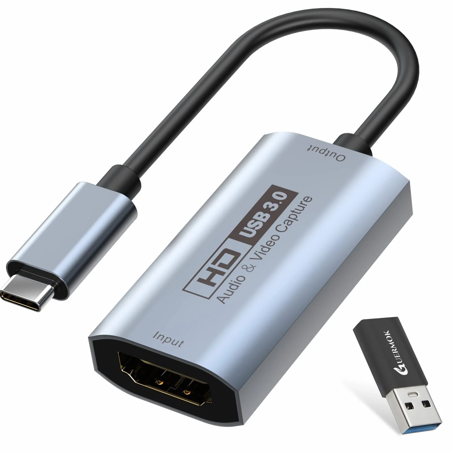 Guermok Karta do przechwytywania wideo, USB3.0 HDMI na USB C, 4K Full 1080P60FPS, urządzenia do przechwytywania do gier, transmisji na żywo, do systemu Windows, Mac OS, OBS, PS4/5, przełącznik Xbox1
