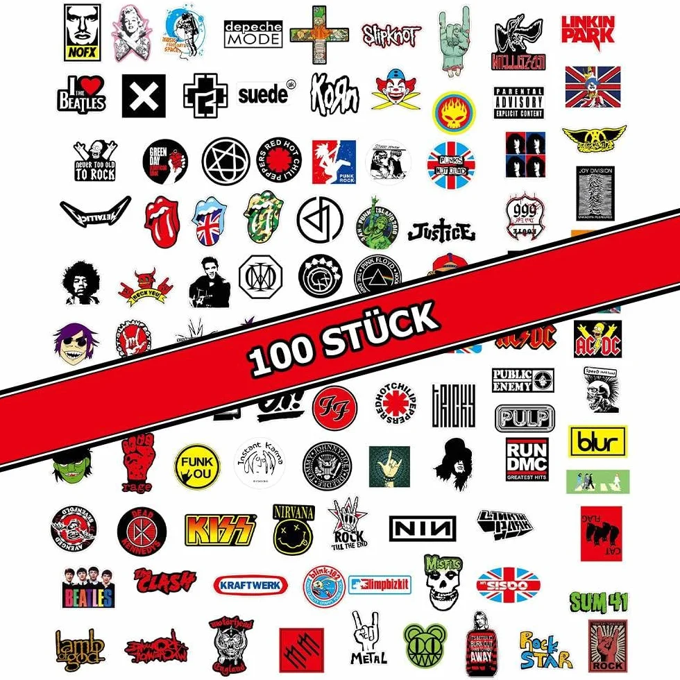Dreamil Rock Band Punk naklejki 100 sztuk, klasyczne naklejki rockowe, wodoodporne, winylowe, fajne, metalowe, muzyczne, naklejki na laptopa, do scrapbookingu, motocykla, walizki, deskorolki, herbaty