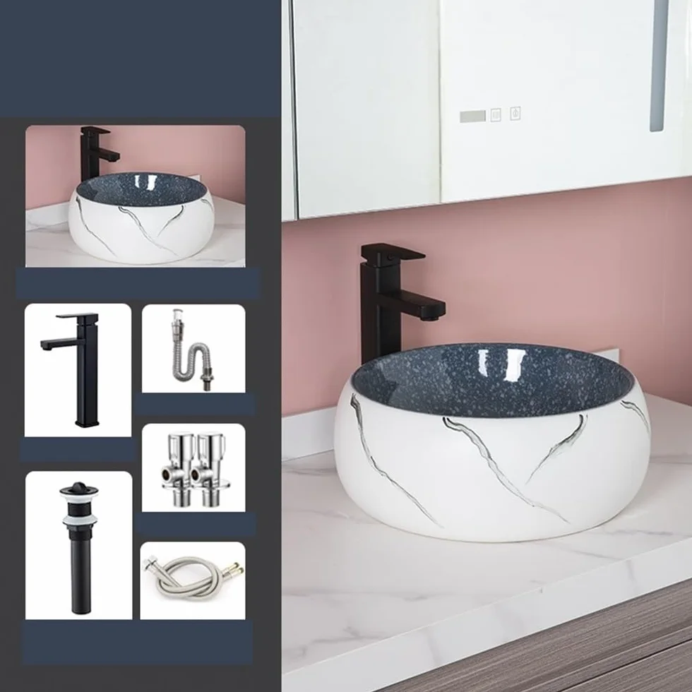 Zlewozmywak naczyniowy Umywalka łazienkowa nablatowa Wykwintna, pogrubiona ceramiczna umywalka