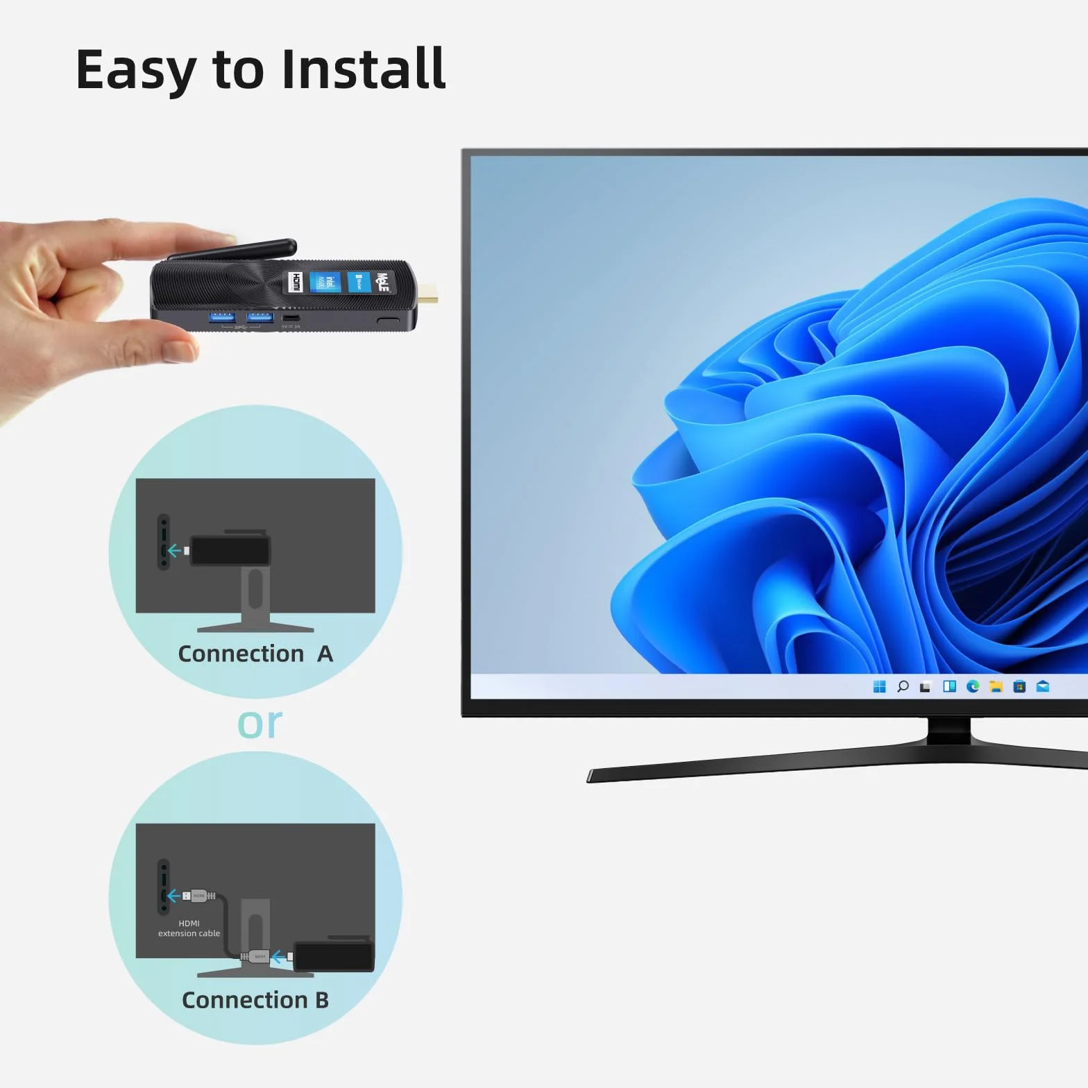 MeLE PCG02 Bezwentylatorowy Mini PC Stick J4125 8GB 128GB HDMI Gigabit Ethernet