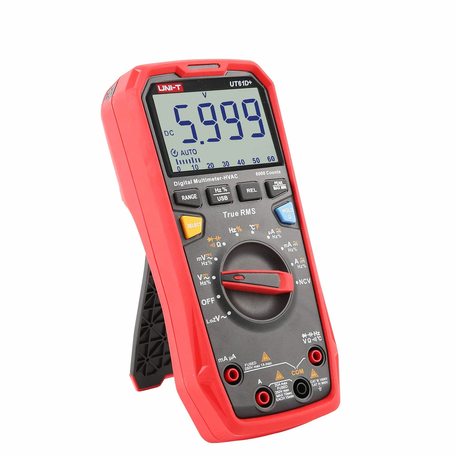 UNI-T UT61D+ 1000V 20A Multimetr cyfrowy 6000 zliczeń True RMS napięcie AC/DC prąd opór pojemność tester