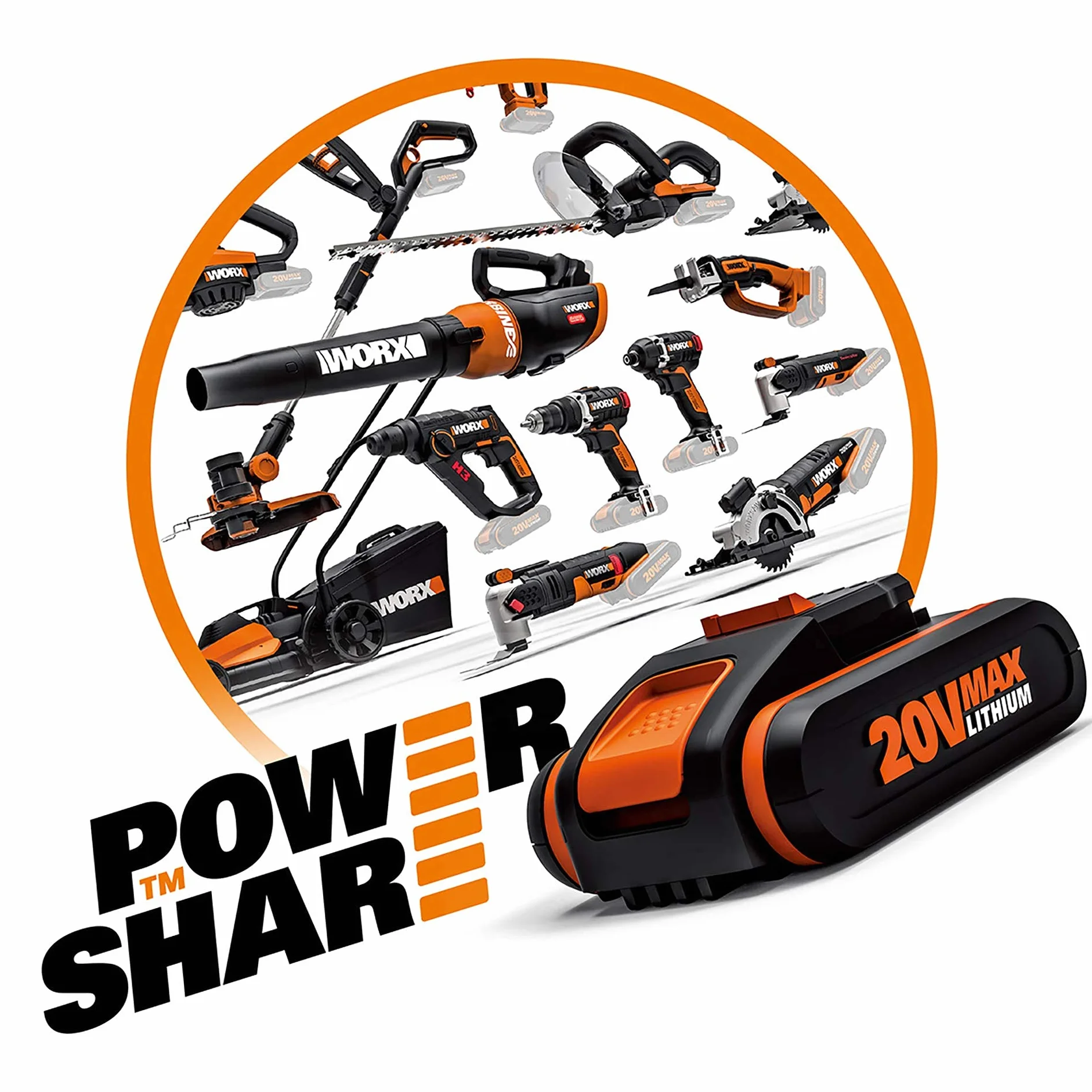 WORX WX530.9 akumulatorowa ręczna piła tarczowa 20 V – profesjonalna piła tarczowa z adapterem odsysającym – idealna również do cięcia ukośnego – kompatybilna z PowerShare – bez akumulatora i
