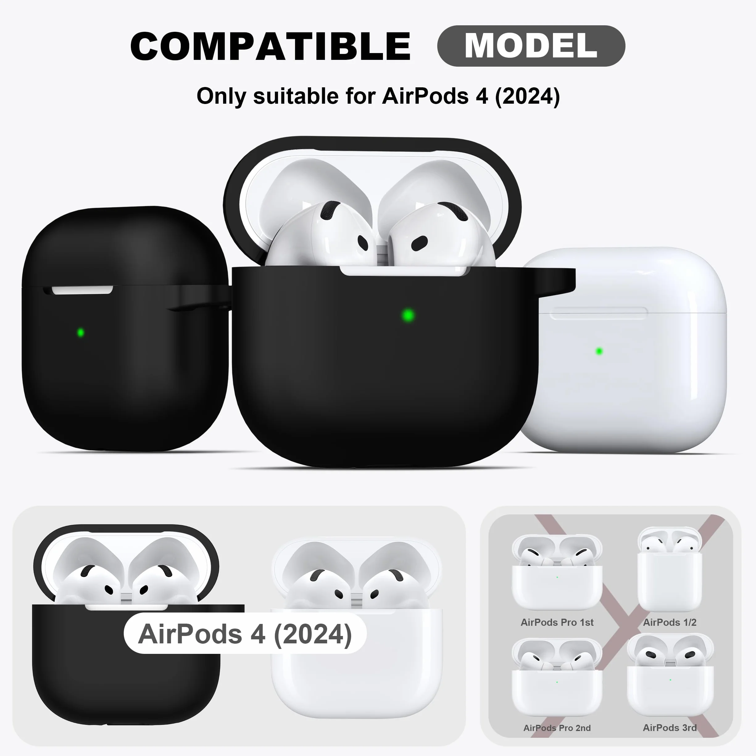 Etui do AirPods 4 R-fun silikonowa z breloczkiem zestaw do czyszczenia