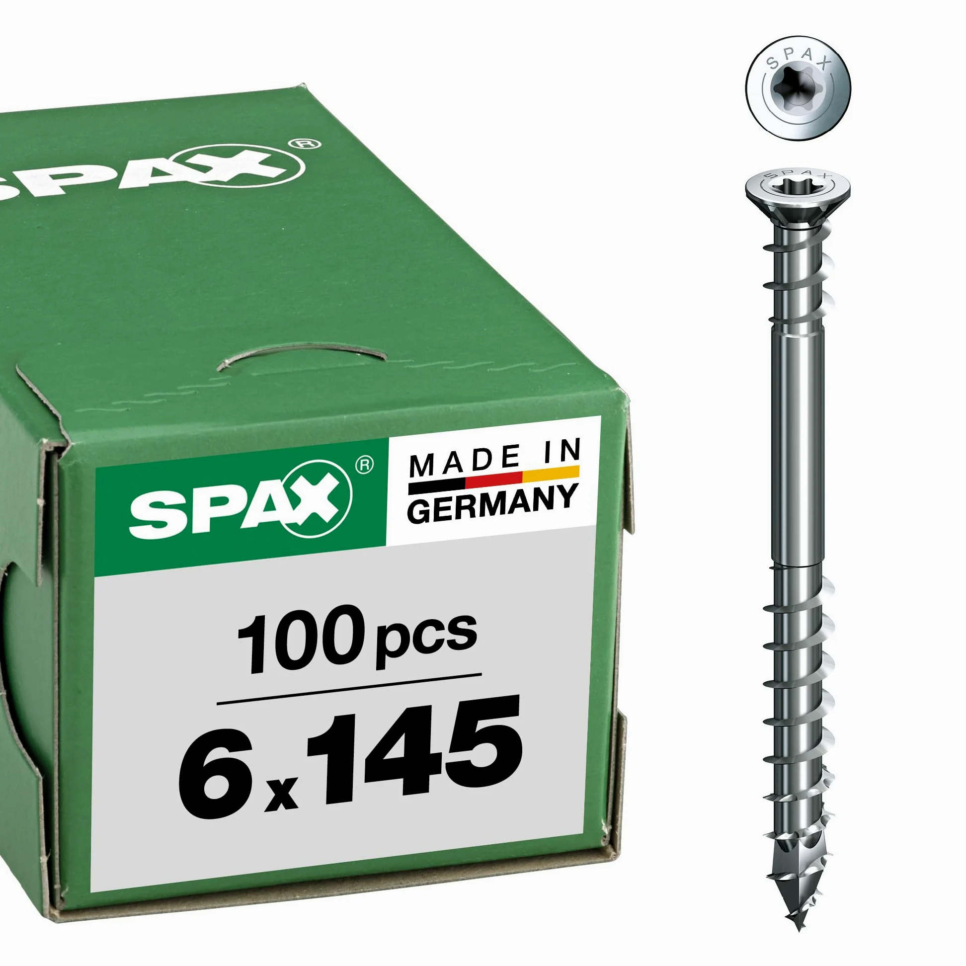 Śruba regulacyjna, 6 x 145 mm, 100 sztuk, łeb płaski, T-STAR plus T30, rowki mocujące, 4CUT, WIROX - 0161010601455