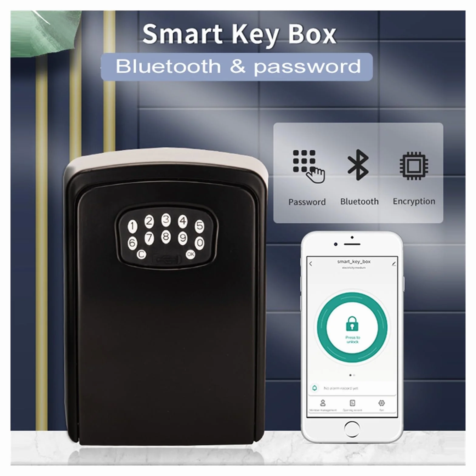 Mały sejf Tuya Smart Key Lock Box naścienny sejf na klucze ze stopu aluminium odporny na warunki atmosferyczne z kodem schowek na klucze Lock Box Indoor Outdoor do domu, biura, hotelu, podróży(TUYA ke