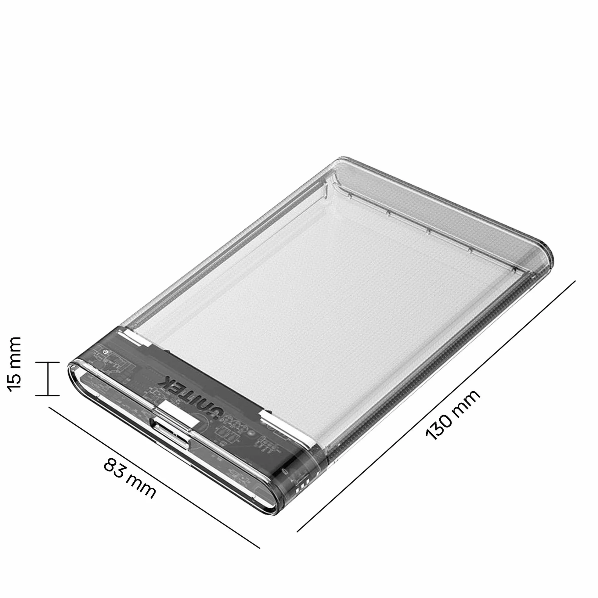 Obudowa UNITEK do dysków twardych 2,5 cala HDD/SSD SATA I/II/III, USB 3.0, przezroczysta