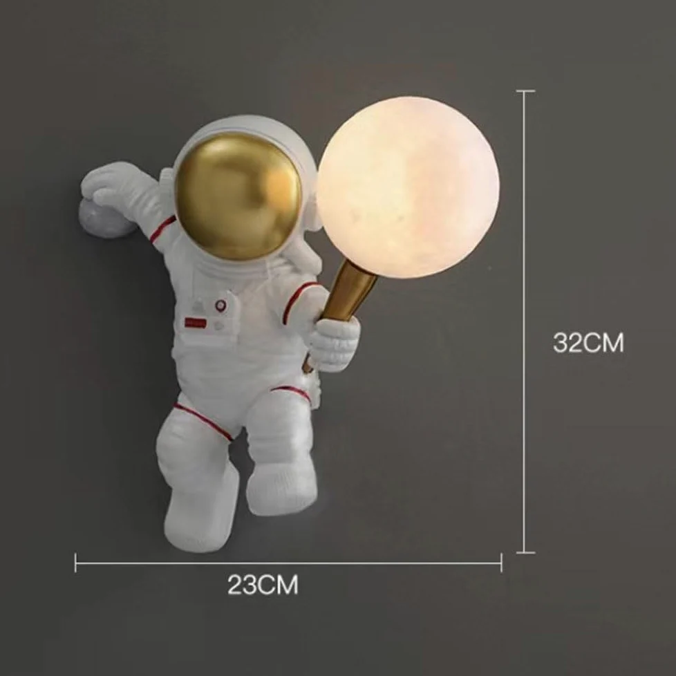 AoLa Lampa ścienna Księżyc Astronautyczna lampa ścienna do pokoju dziecięcego z przełącznikiem wewnątrz z wtyczką i kablem dziecięca lampka nocna Astronauta z nadrukiem 3D Lampka nocna do pokoju