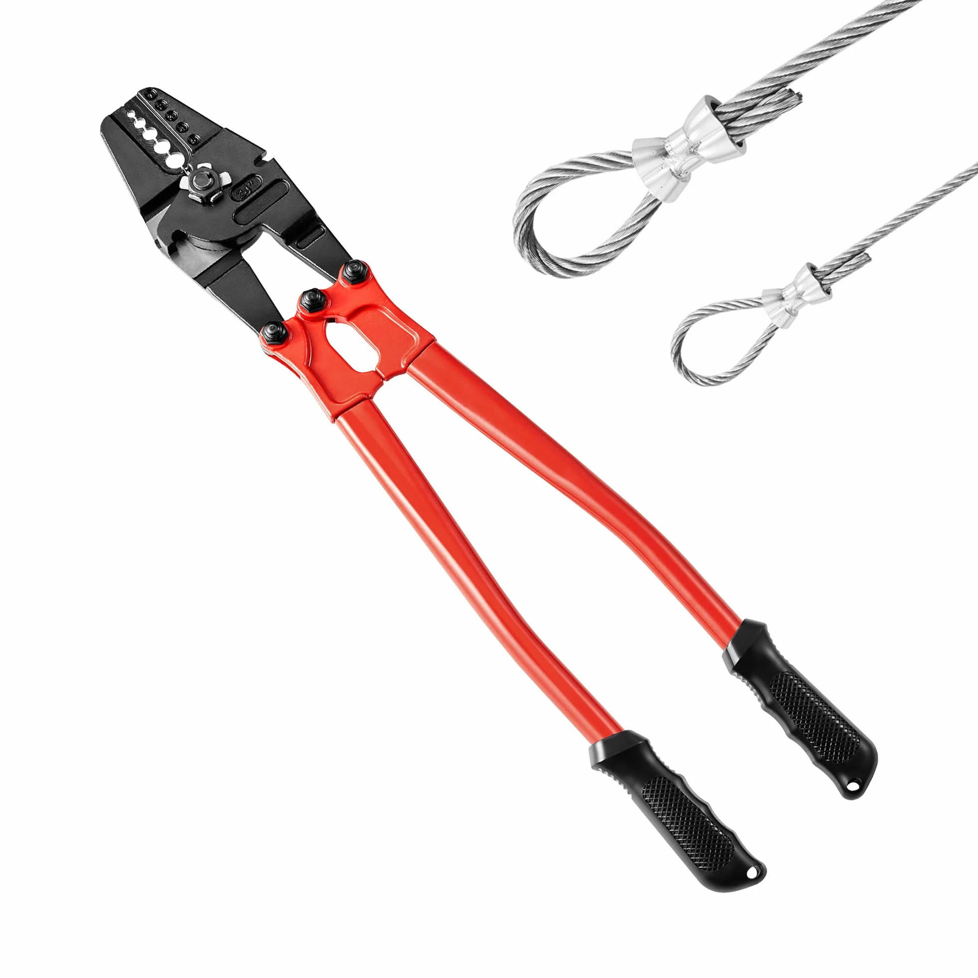 VEVOR Szczypce hydrauliczne 24", szczypce do cięcia kabli ze stali stopowej, 5 rowków do tulei 1/16", 3/32'', 1/8'', 5/32" i 3/16" do zaciskania tulei, tuleja klamra/duplex