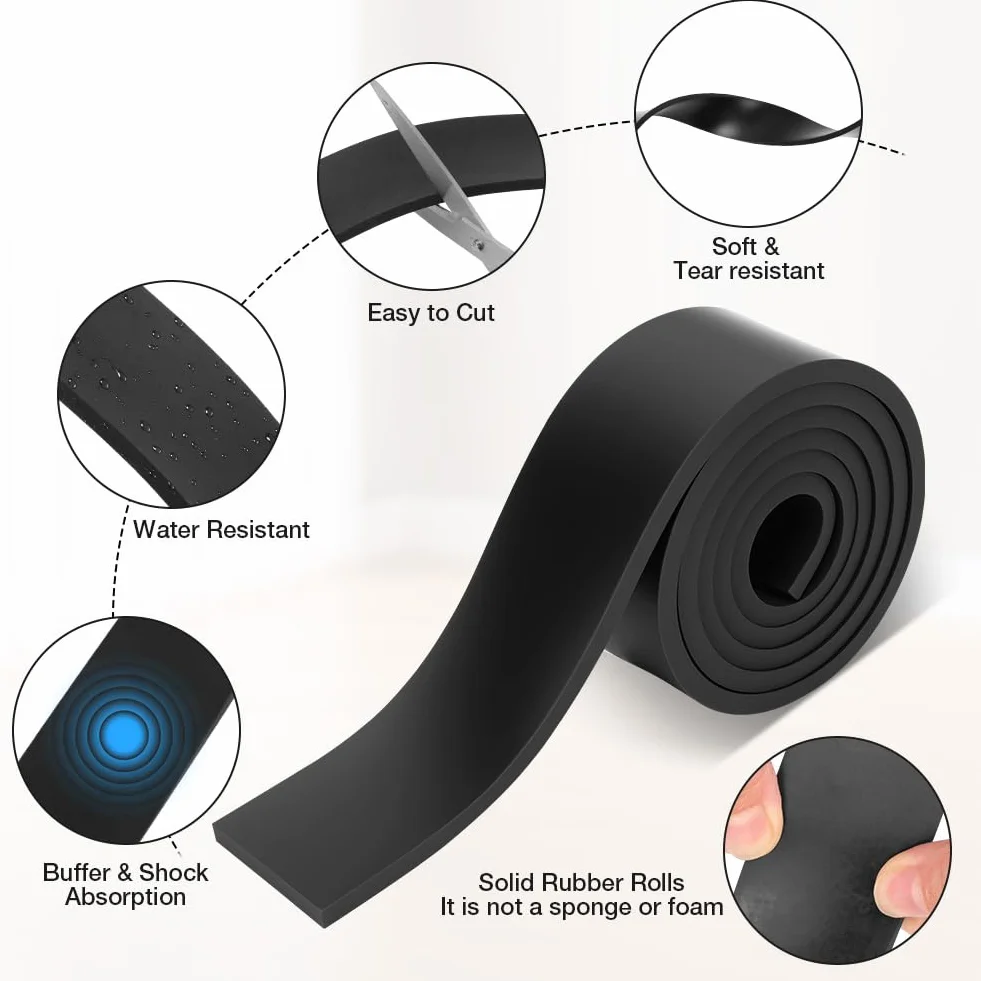 Elastyczny pasek gumowy Rolka gumowa 1m×40mm×5mm, antywibracyjny pasek neoprenowy (nie klej), do uszczelnień DIY, ochrony wykładzin podłogowych, antywibracyjnych, antypoślizgowych