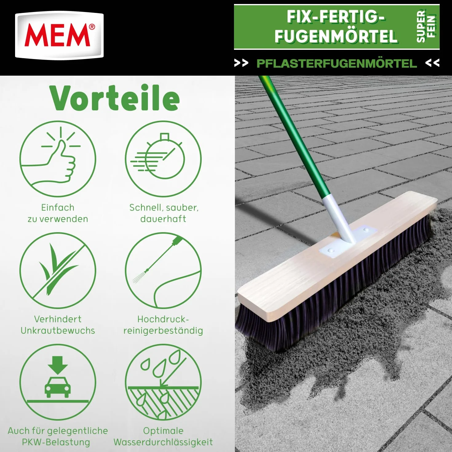 MEM Fix-Fertig, drobna zaprawa do fug – 20 kg – gotowa do użycia zaprawa do szczelnych fug od 3 mm – odporna na mróz i warunki atmosferyczne – do kamienia naturalnego, betonu, klinkieru i ceramiki