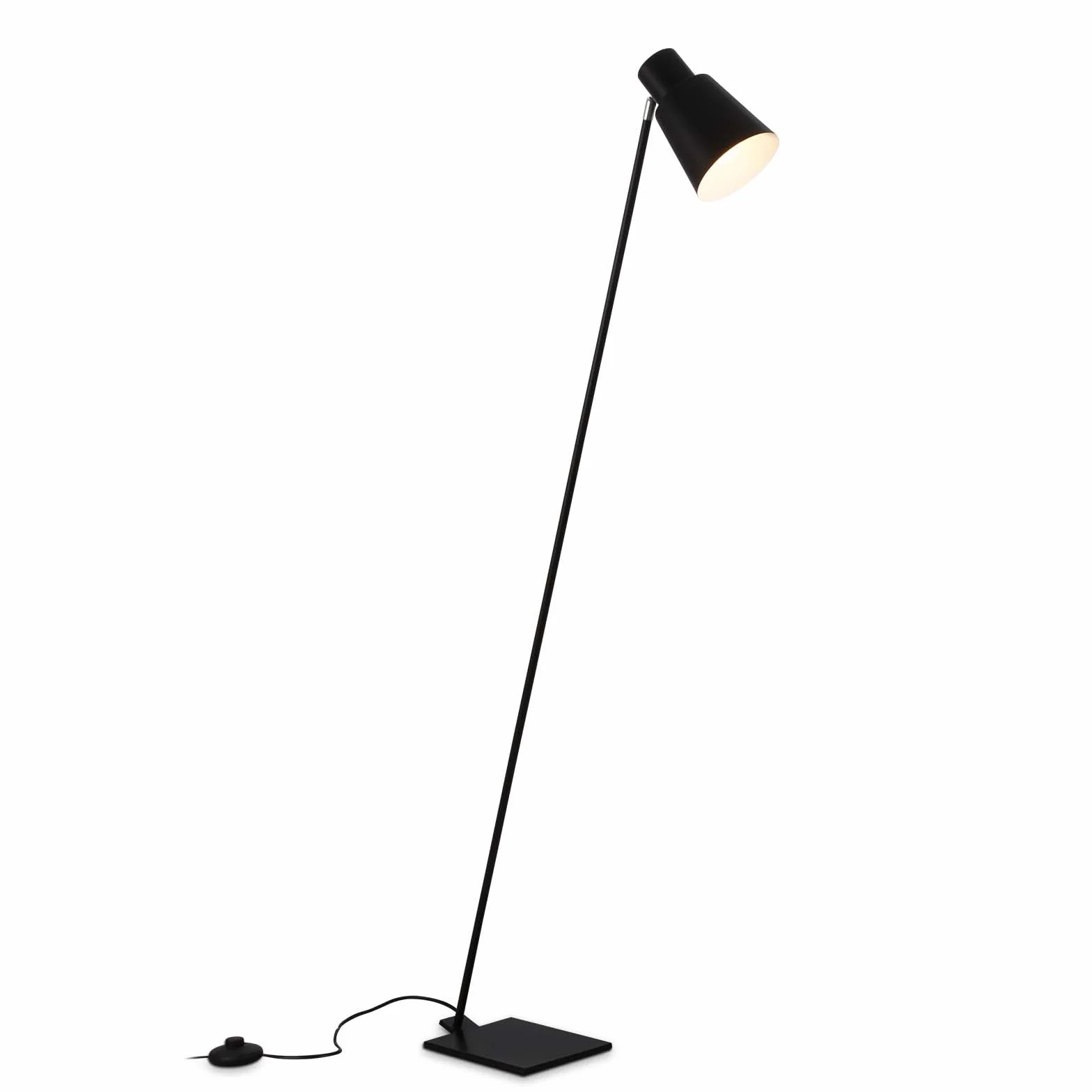 BRILONER – Lampa stojąca jako dekoracja salonu i lampa do czytania, lampa wychylna, lampa do salonu, przycisk nożny, oświetlenie pośrednie, czarna