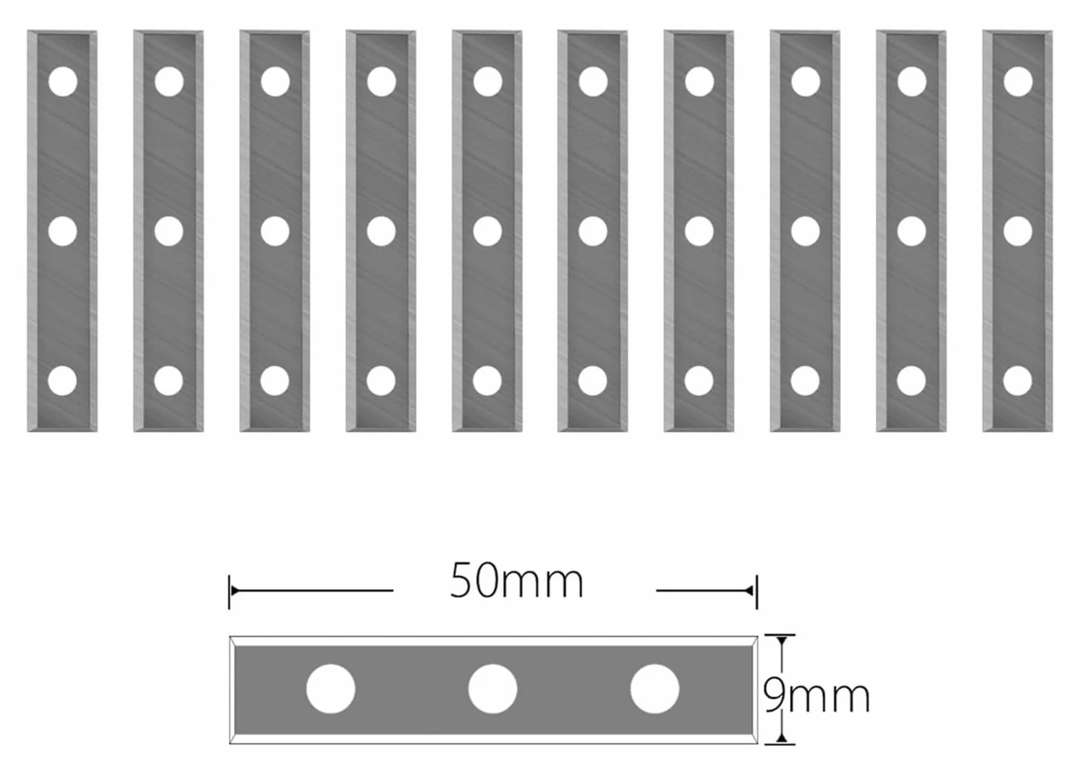 Narzędzia skrawające – płytki do strugów Wkładki węglikowe 50x9x1,7mm 4 krawędzie 10szt. do malowania Skrobaczka spiralna Głowica tnąca