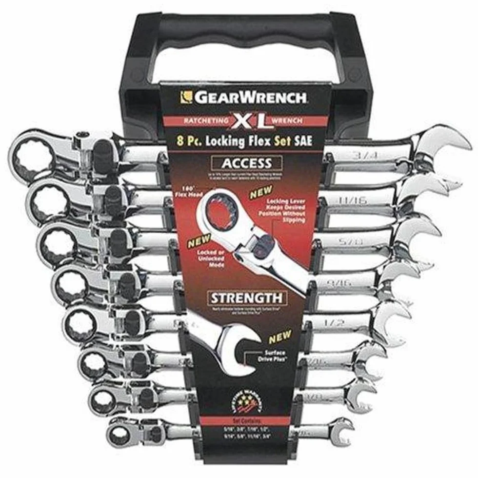 GEARWRENCH Zestaw kluczy płasko-oczkowych 8 szt., 12 pt. XL, SAE - 85798
