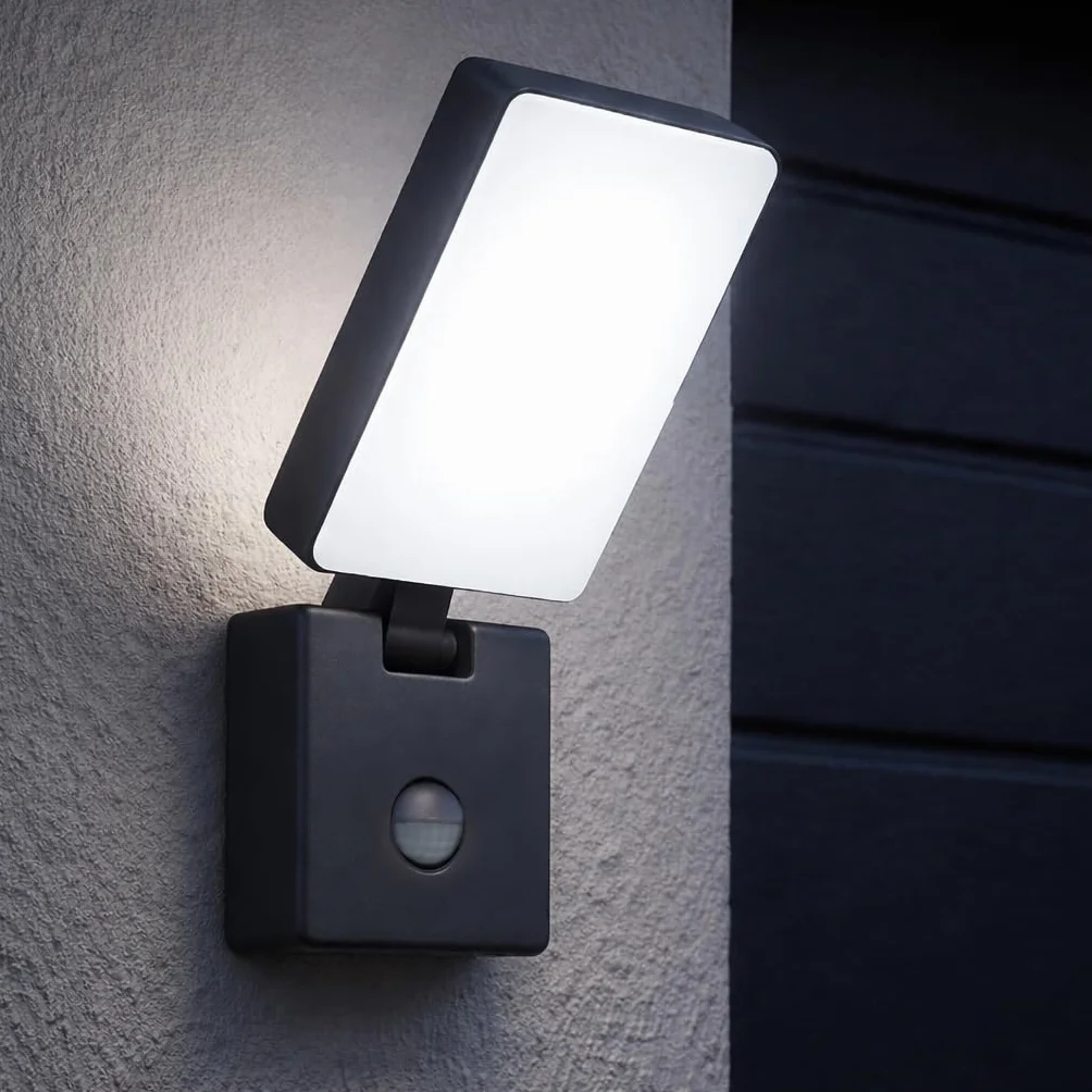 Lampa Led Zewnętrzna z Czujnikiem Ruchu PIR 4000K Barwa Neutralna Biel 800lm 10W Kinkiet Zewnętrzny Szeroki kąt świecenia >80° Oświetlenie Zewnętrzne na Taras Ogród Parking IP65 (szary)