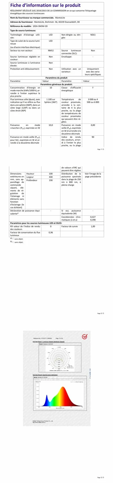MantoLite Ściemnialna lampa ścienna LED 40 cm 10 W 3000K/4500K/6000K niklowane