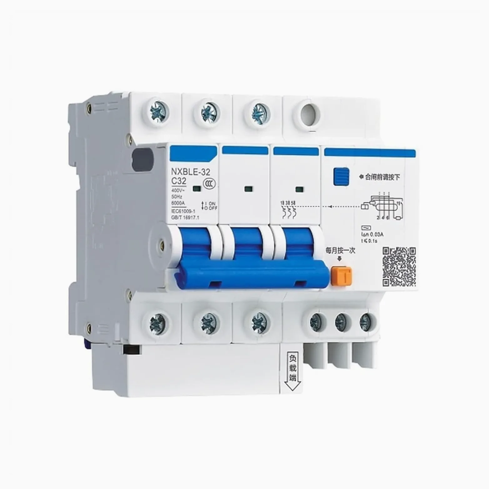 Wyłącznik automatyczny AC230/400V NXBLE32/63/125C typ przeciążenia zwarcie 25 32 40 50 63 80 100 A prąd resztkowy działanie 1 szt. kolor: 1P N rozmiar: NXB (3P N, NXBLE-32 C20)