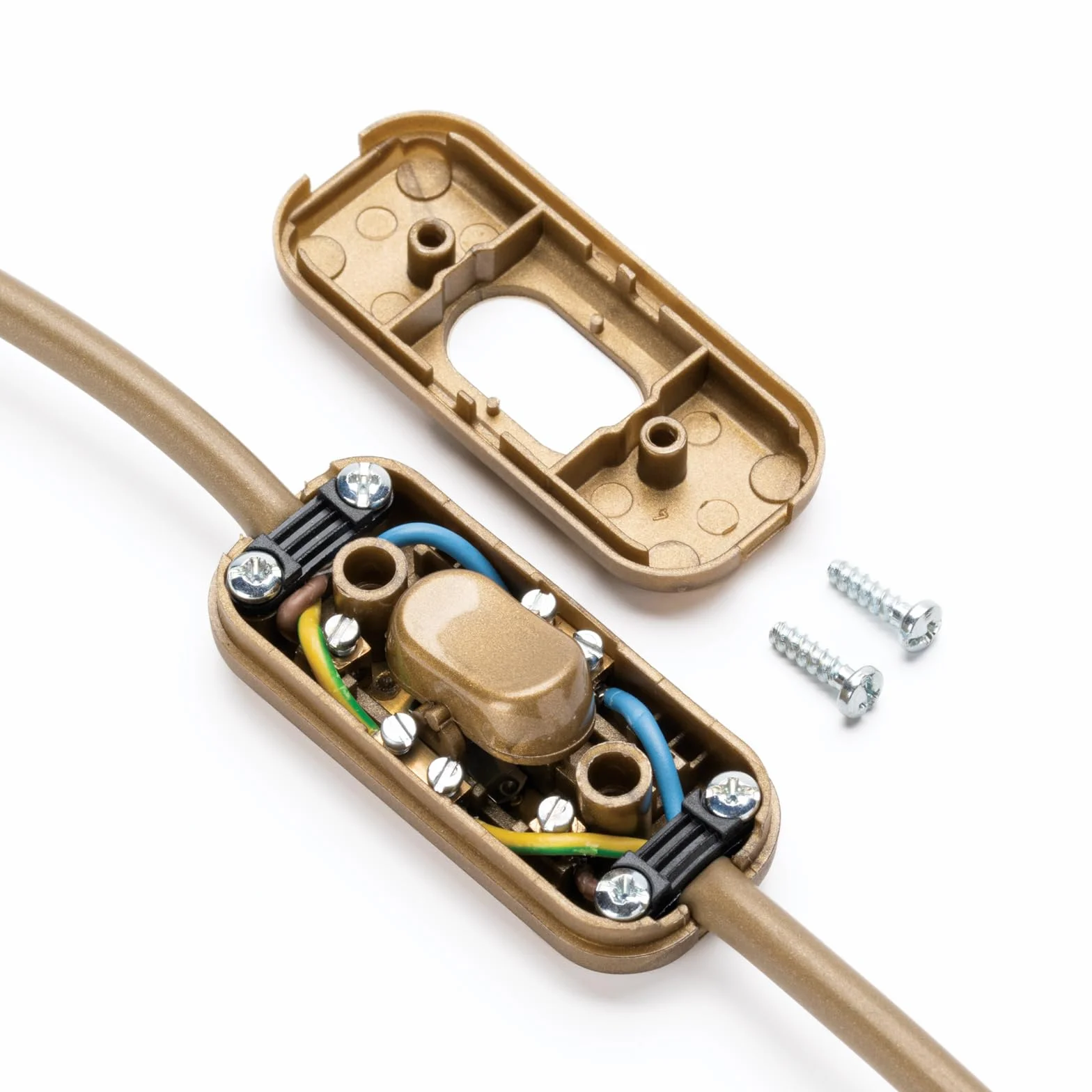 ORION LIGHTSTYLE Przełącznik pośredni, kabel wł./wył. obudowy, przełącznik kołyskowy 2 A do lamp stojących, lamp stołowych, 1 sztuka (złoty)