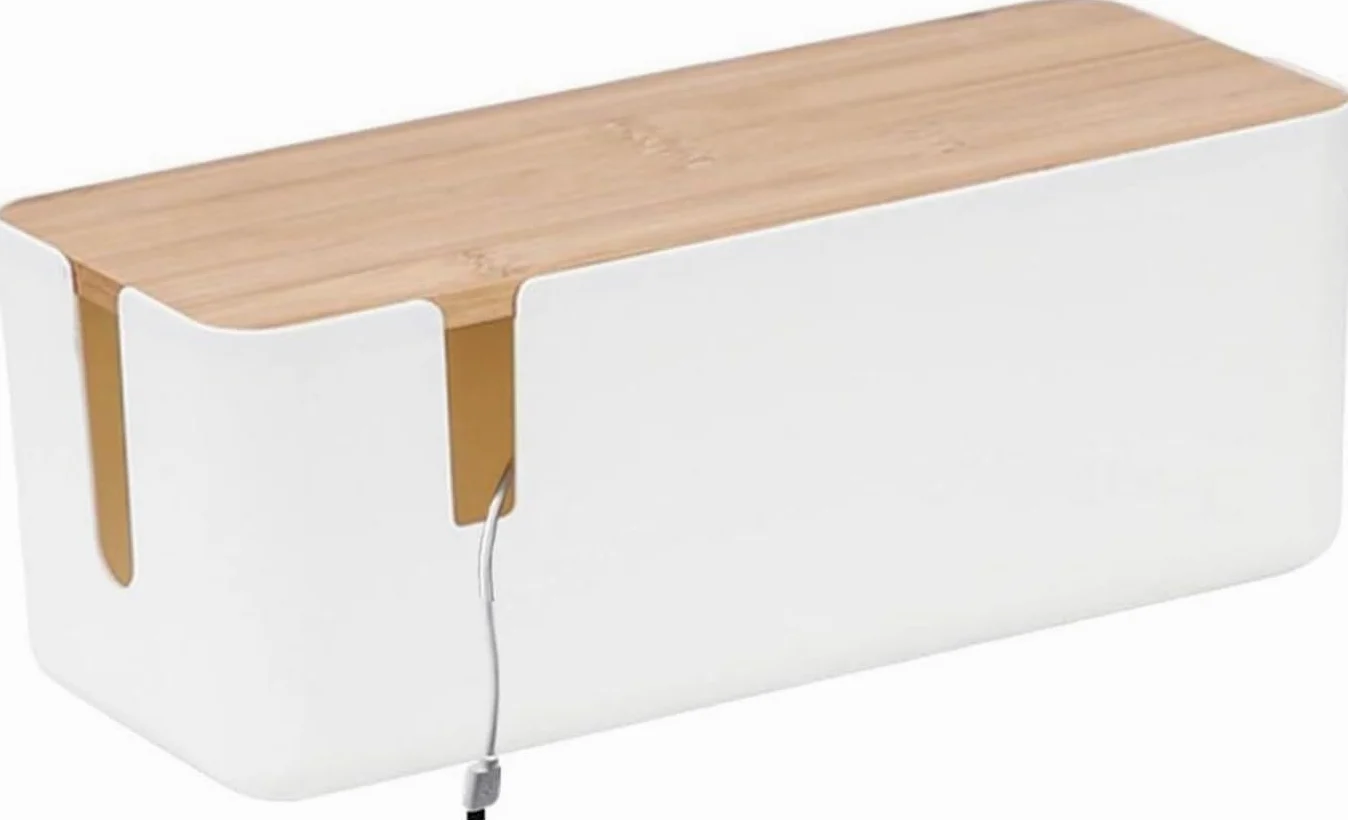 I osłona na kable TV pod biurkiem, skrzynka listwy zasilające do organizowania przedłużaczy komputerowych Ti(White)