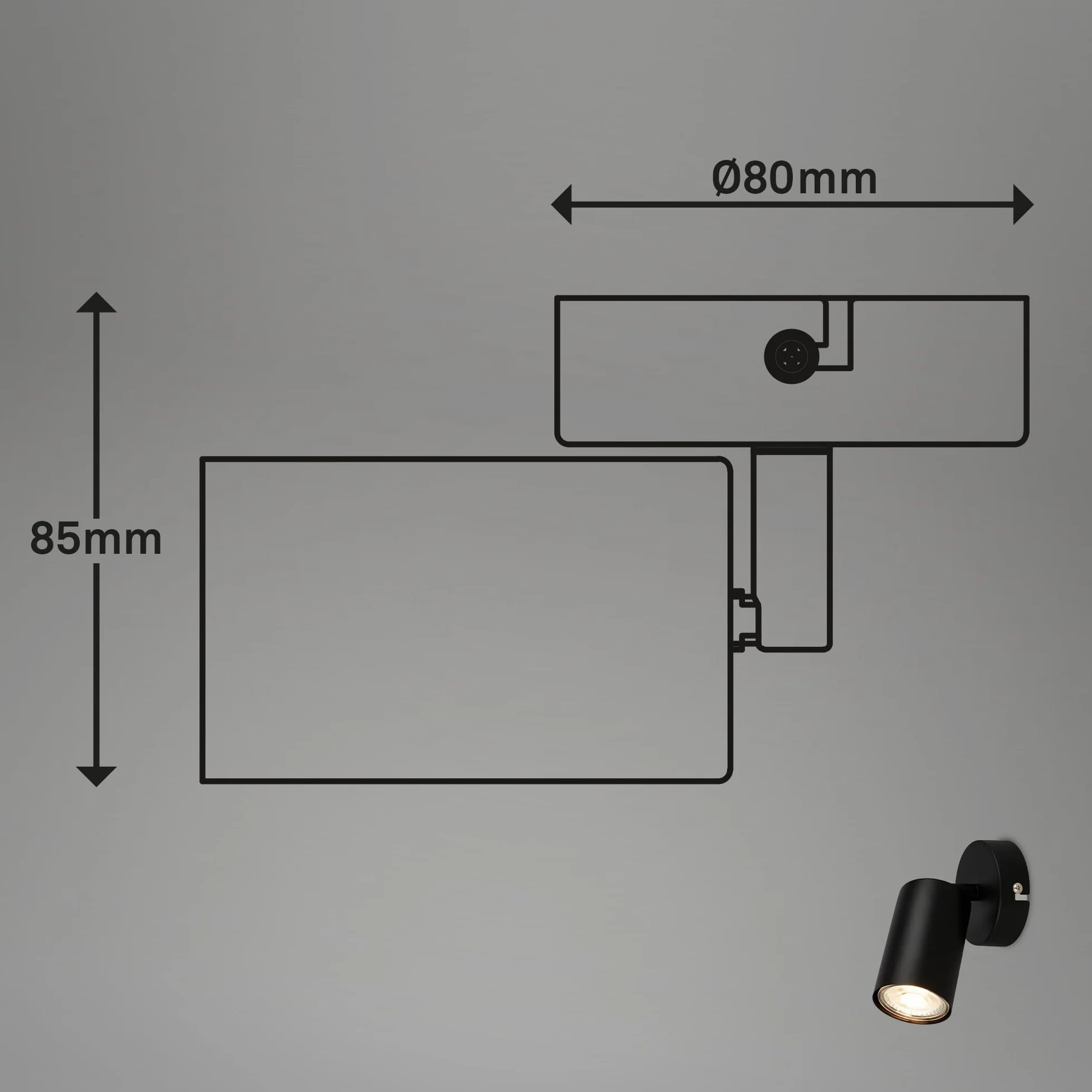 Briloner Zestaw 2 szt. kinkiety LED regulowane GU10, oświetlenie salonu, lampa ścienna do kuchni, lampka do sypialni, nowoczesny design, łatwy montaż, 8 x 15,5 cm, Czarny