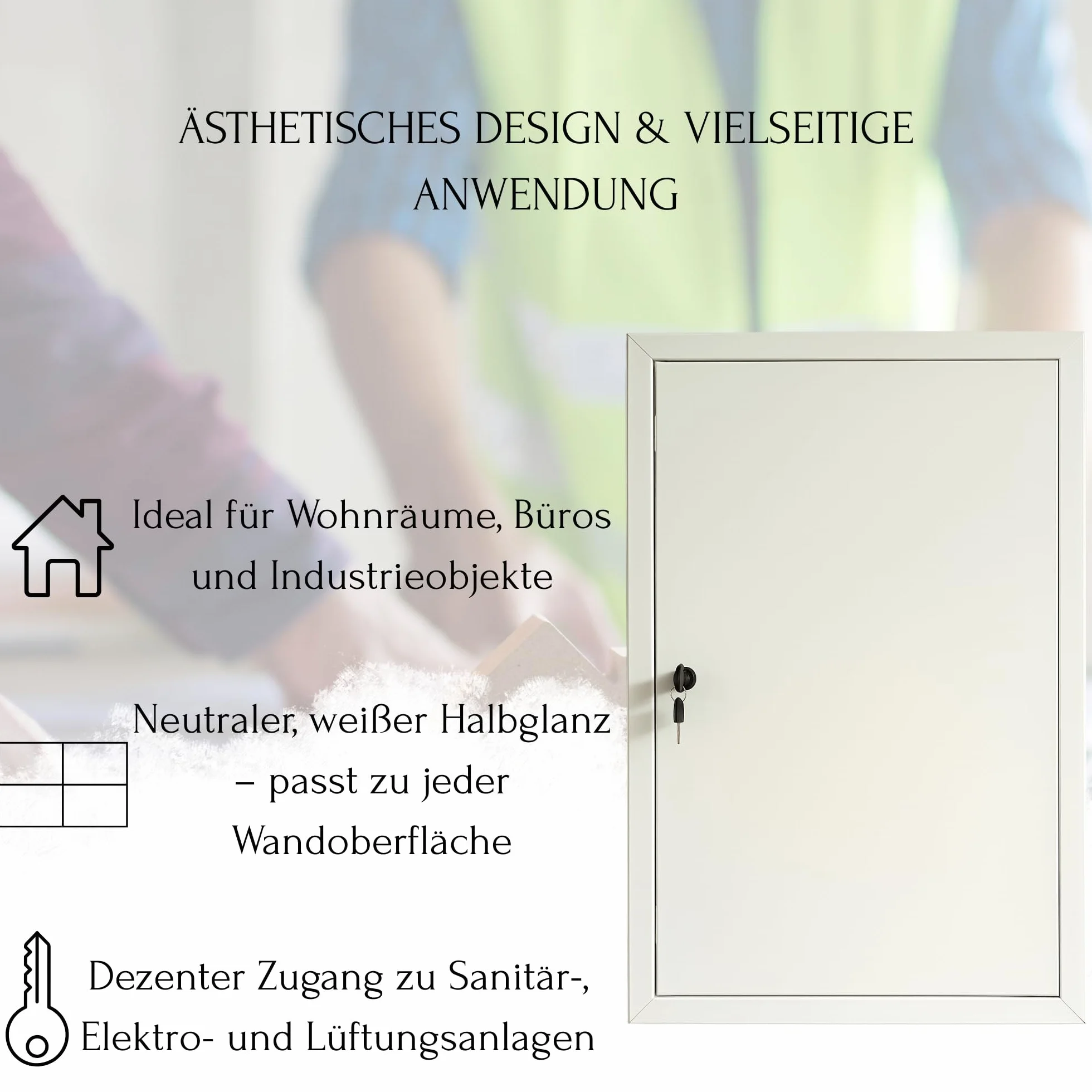 TMALASER Drzwi rewizyjne metalowe 50 x 70 cm stal ocynkowana – klapa rewizyjna biała 500 x 700 mm, zamek z kluczem - drzwi inspekcyjne do ścian murowanych i karton-gips