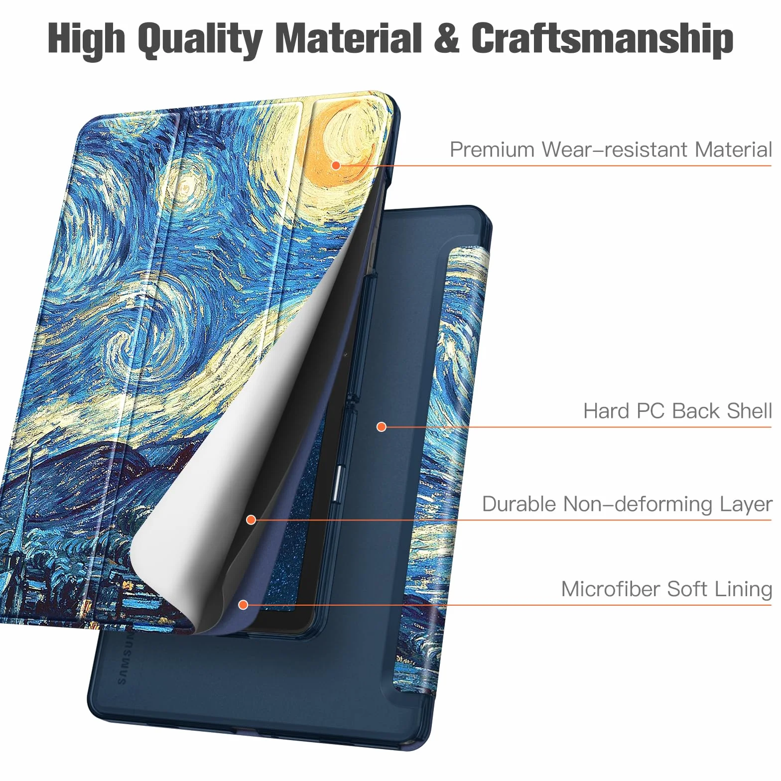 FINTIE, Etui SlimShell do Samsung Galaxy Tab A9+ / A9 Plus 11 cali 2023, SM-X210/X216/X218, lekka, przejrzysta, matowa tylna obudowa z funkcją automatycznego budzenia/uśpienia, niebieski gwiaździsty