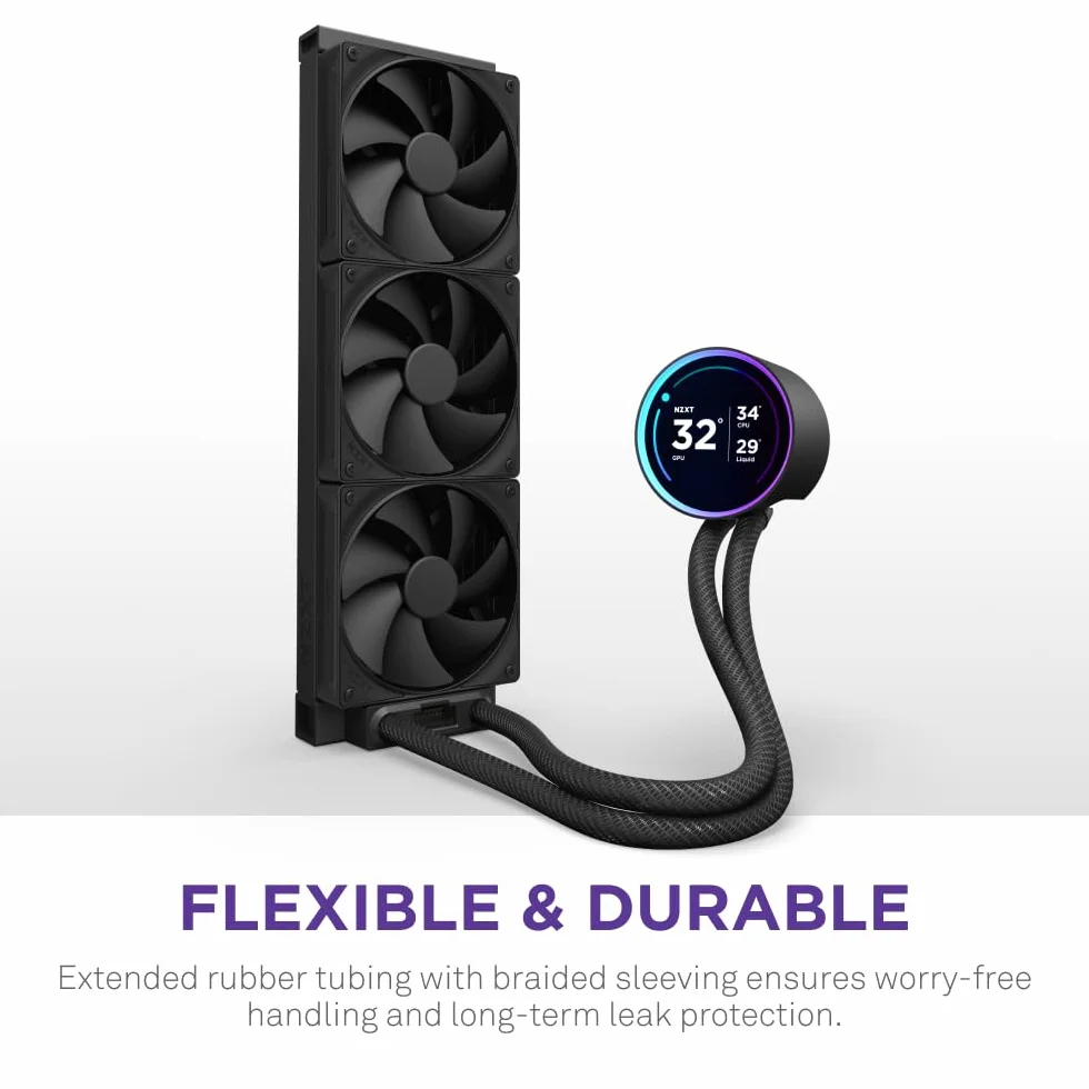 NZXT Kraken Elite 360 - AIO CPU Liquid Cooler - Chłodnica 360mm - 3 x Wentylatory F120P - Konfigurowalny 2.72” IPS LCD - NZXT Turbine Pump - Intel LGA 1700, 1200/115X, 1851 - AMD AM5, AM4 - Czarny
