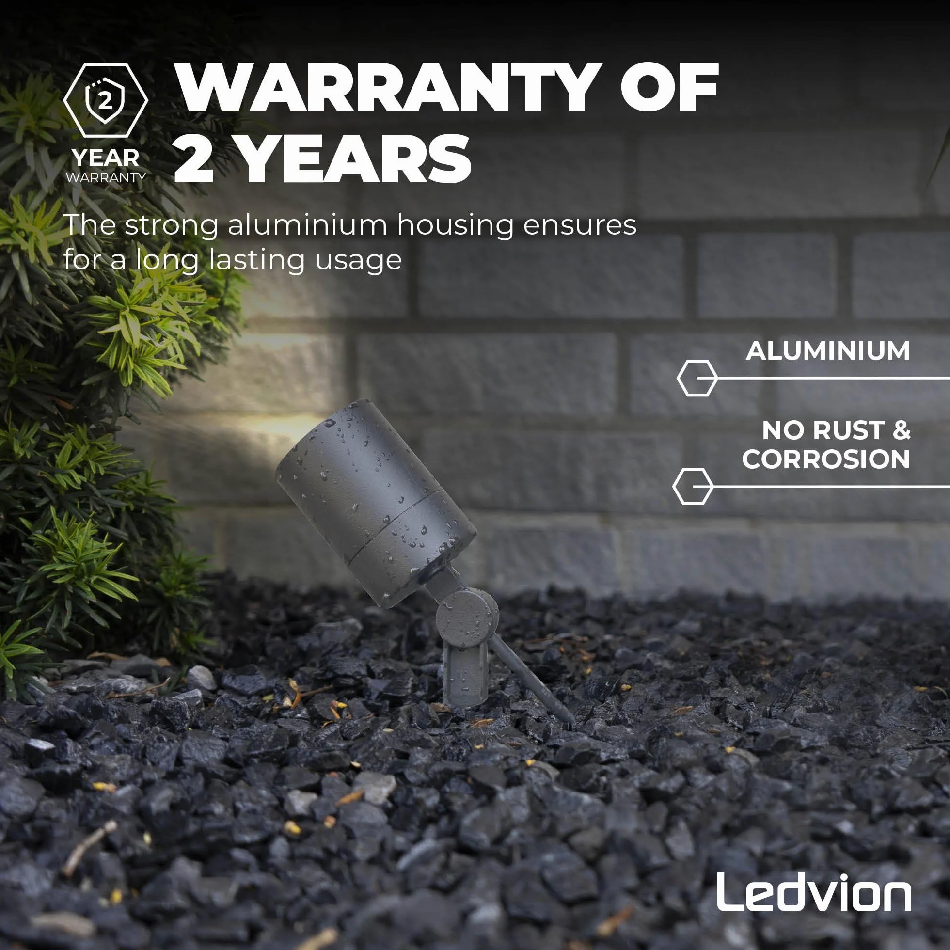 Ledvion Reflektory LED do ogrodu, aluminium anttracite, IP65, złącze GU10, 1 metr kablowy, reflektor LED, do użytku na zewnątrz