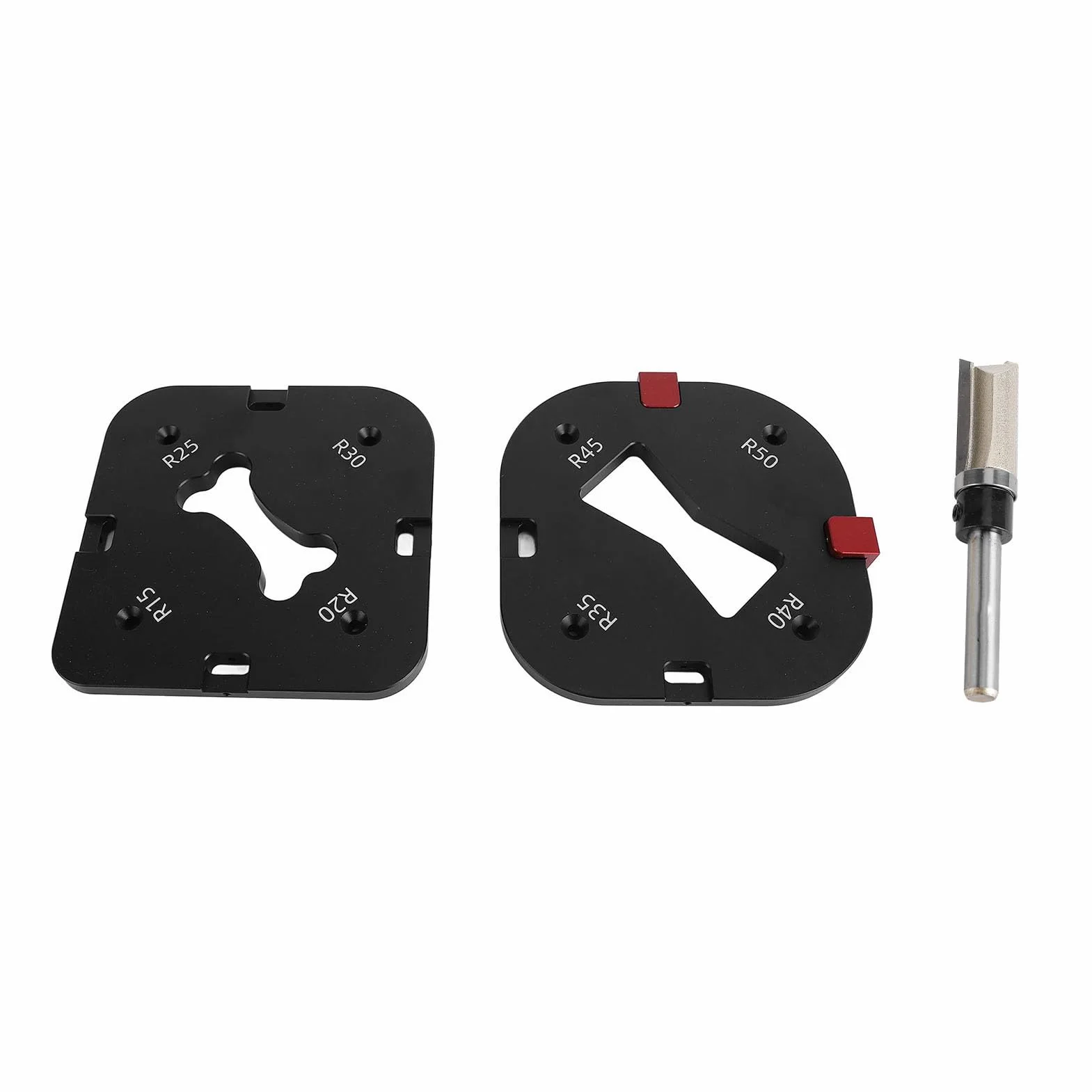 Zestaw okrągłych szablonów narożnych ze stopu aluminium z frezem - 2 sztuki - R15 R20 R25 R30 R35 R40 R45 R50 Płyta do fazowania promieniowego łuku do przycinania krawędzi stołów