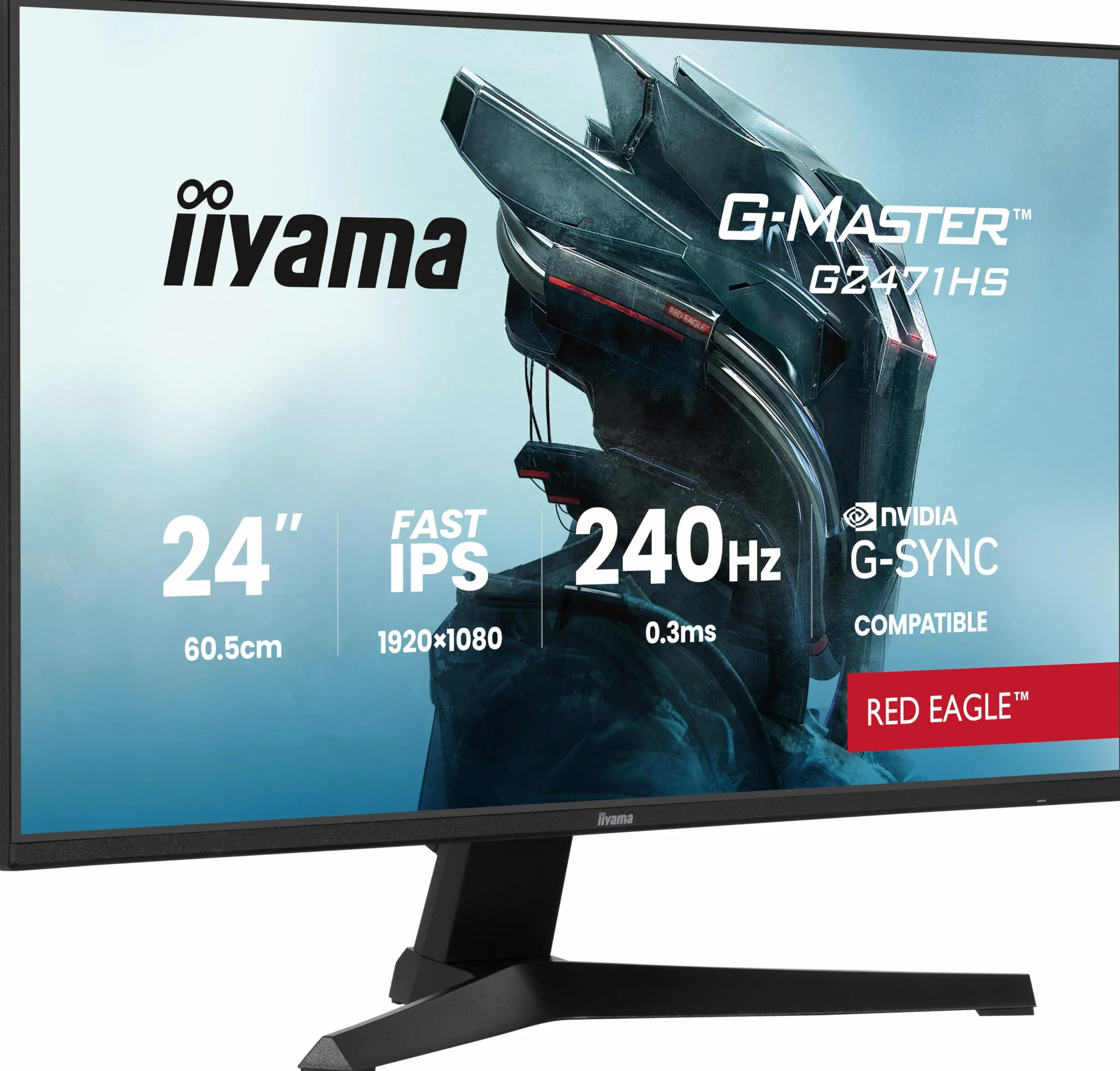 iiyama G-Master Red Eagle Fast IPS 24" 1920x1080 240Hz 0.4ms MPRT 350cd/m² Monitor G-Sync Compatible HDMI DisplayPort Czarny