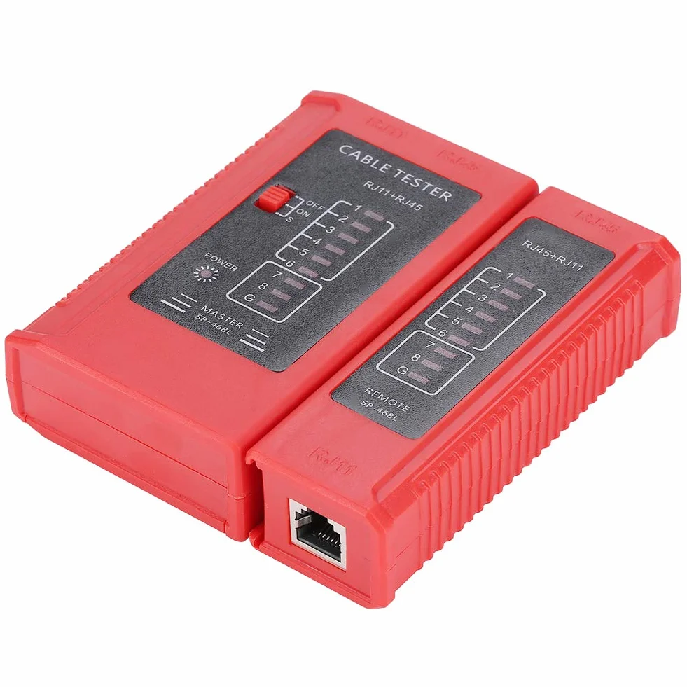 Tester Kabli Sieciowych WZ-468 - Test Przewodów RJ45 i RJ11, Ethernet, LAN - Narzędzie Do Testowania Kabli