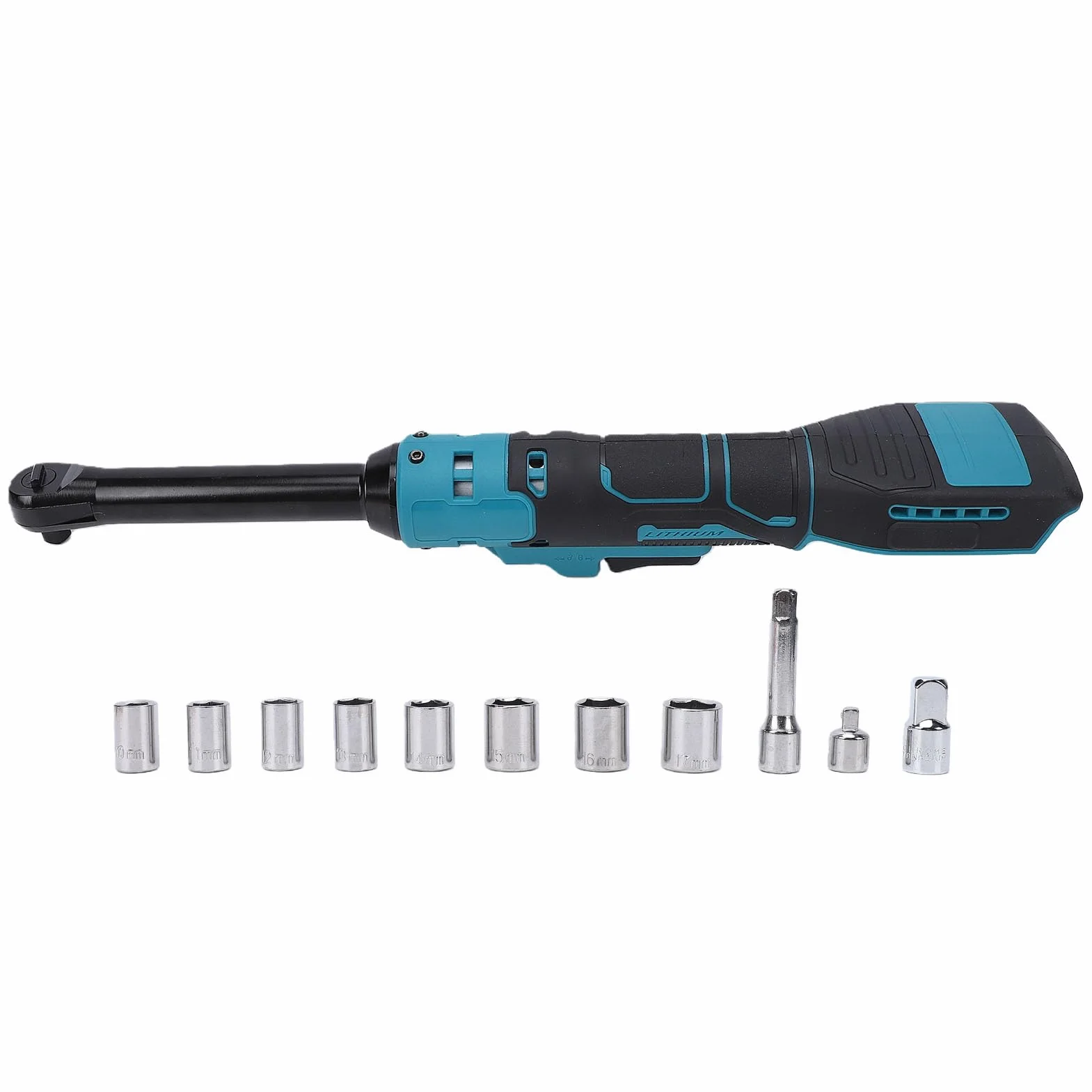 Naroote Elektryczny Klucz Grzechotkowy 18 V 3/8”, Bezprzewodowy Klucz Grzechotkowy 74 Ft.lbs z 8 Nasadkami, Wzmocniona Główka 6,3”, Adapter 1/2” 1/4”, Przedłużacz ” i Dioda LED