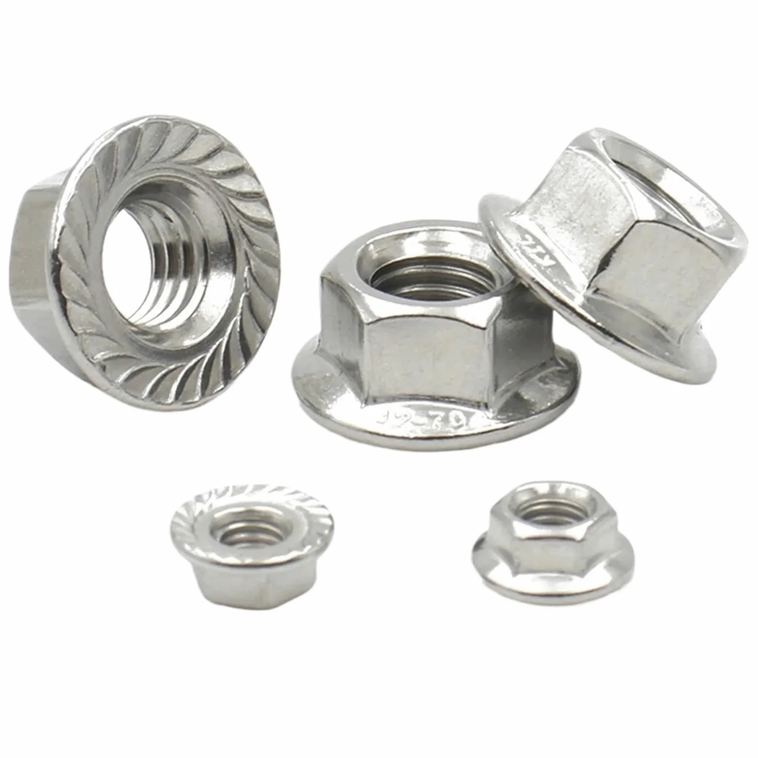 Nakrętki zabezpieczające z kołnierzem sześciokątnym ząbkowanym | Stali nierdzewnej 304(M14 (10pcs))