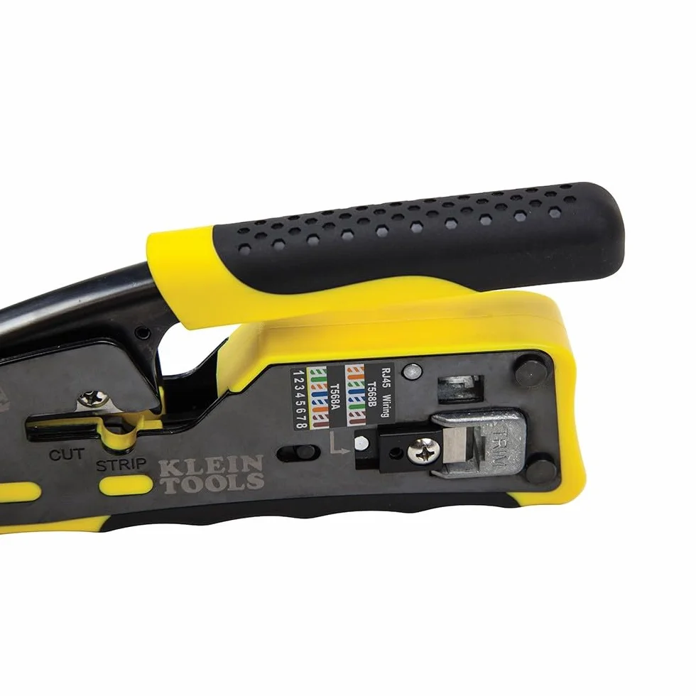 Klein Tools Pass-Thru modułowa zaciskarka do drutu, wszystkie w jednym, cięcia, paski, zaciski, szybkie i niezawodne VDV226-110, żółty/czarny, 1 sztuka