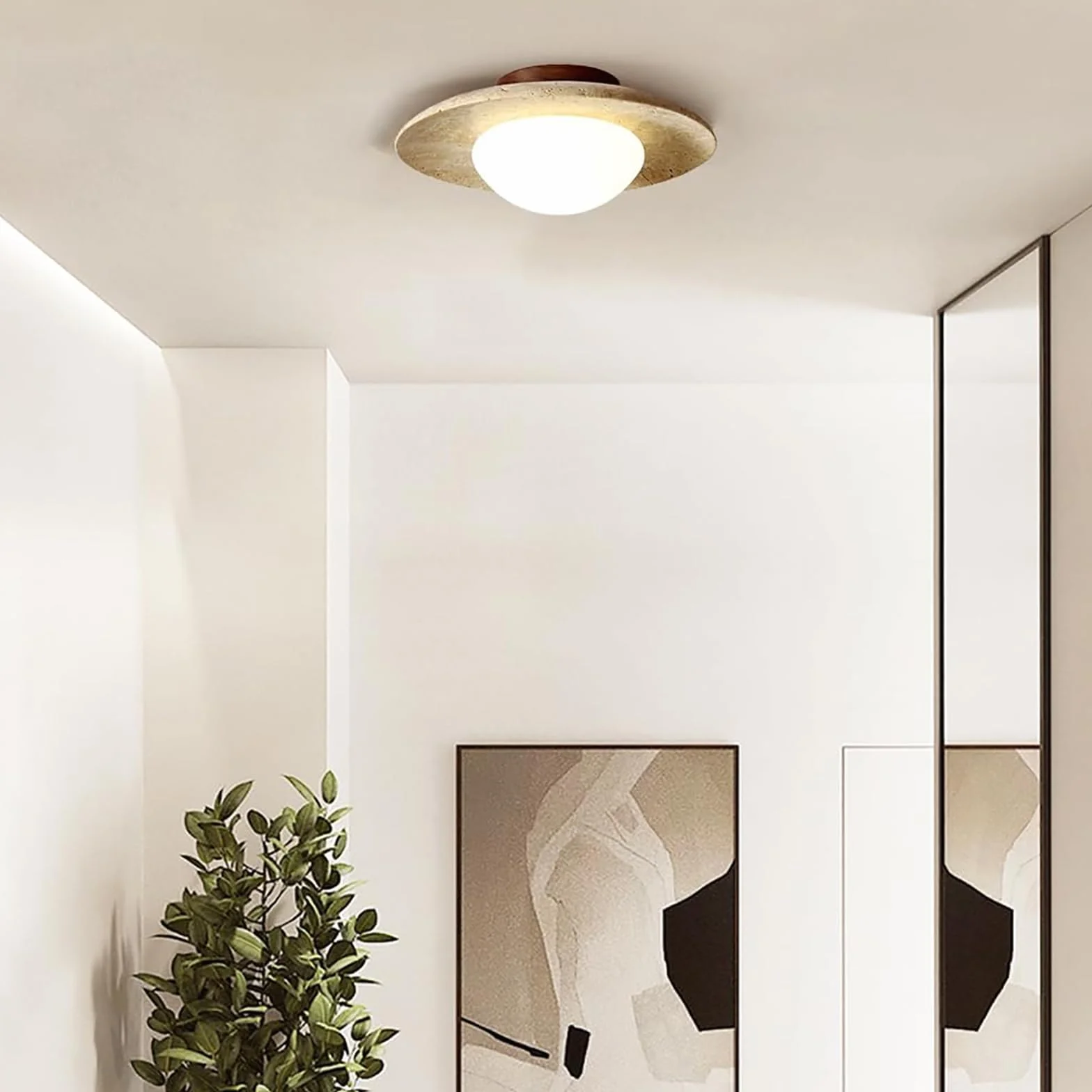 Naturalny żółty trawertyn żyrandol w stylu skandynawskim G4 kreatywny klosz lampy sufitowej w stylu vintage, lampa sufitowa do sypialni, kuchni, kawiarni, białe światło