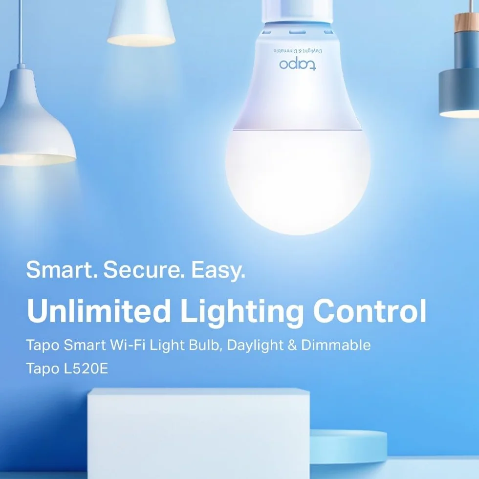 TP-Link Tapo L520E | Inteligentna żarówka Wi-Fi E27 | Ciepłe i zimne białe światło | Ściemnialna | 806 lm | Kompatybilna z Alexa i Google Home