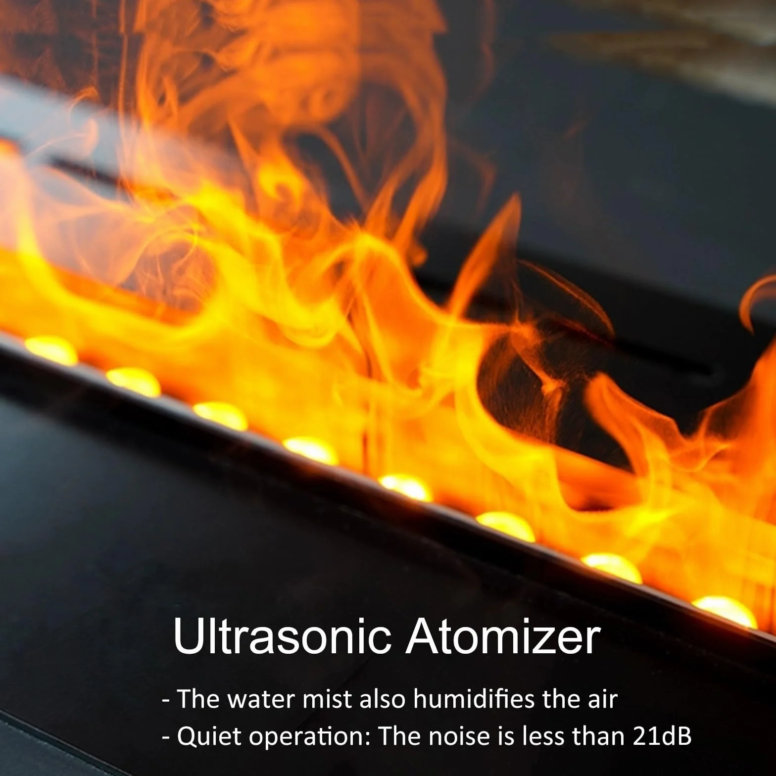 Dekoracyjny Kominek Elektryczny para Wodna Kominek Nawilżacz z Płomieniem Atomizującym 3D, Ultracienkim Panelem o Grubości 3mm, Nie Nagrzewający Się(160cm)