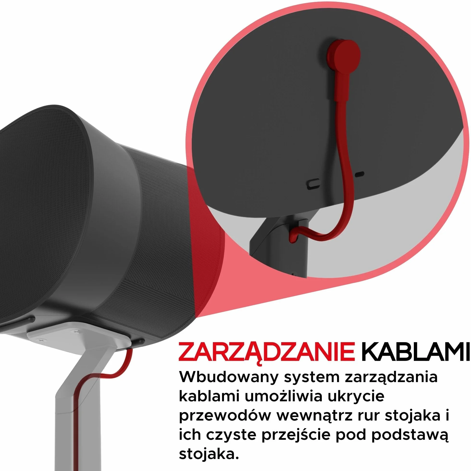 ERA300 Stojaki Podłogowe, Metalowa Konstrukcja, Zestaw 2 Szt., Czarny, Kompatybilne z Sonos ERA 300, Akcesoria w Zestawie, Zarządzanie Przewodami, Zaprojektowane w Wielkiej Brytanii, Para