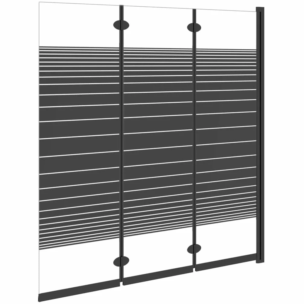 vidaXL Składany parawan nawannowy, 3 panele, 130x130 cm, ESG, czarny, parawan wannowy, parawan nawannowy, parawan na wannę, parawany wannowe