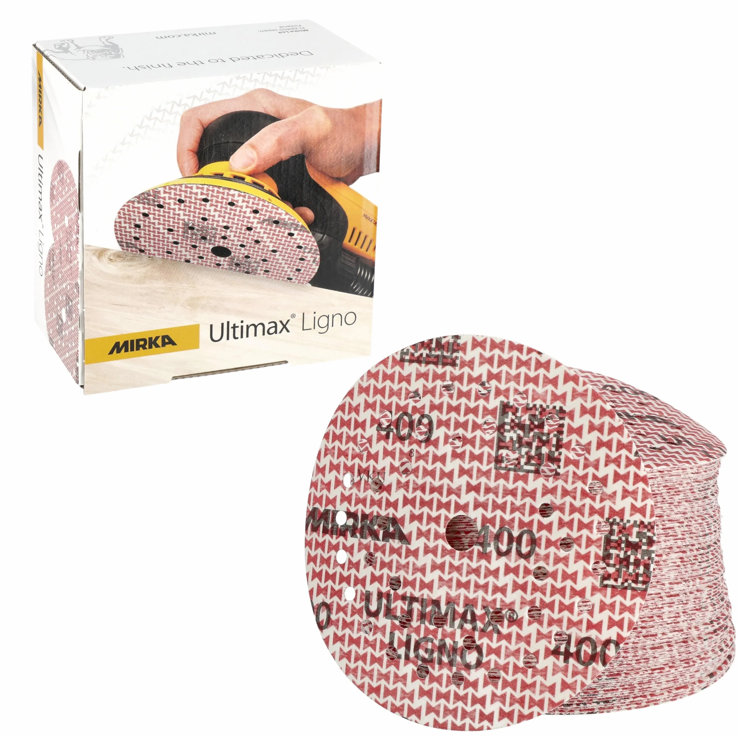 Mirka tarcze szlifierskie Ultimax Ligno 125 mm rzep Multifit | Profesjonalne tarcze szlifierskie do drewna z multiperforacją kompatybilne z szlifierkami mimośrodowymi i oscylacyjnymi