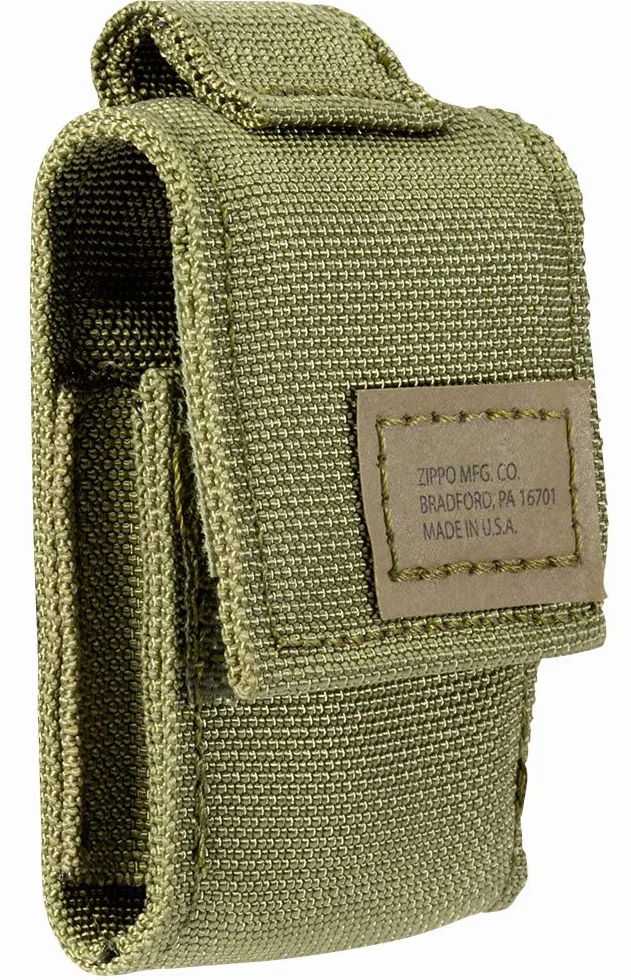 Zippo OD Green Tactical Pouch and Black Crackle Windproof Lighter Gift Set